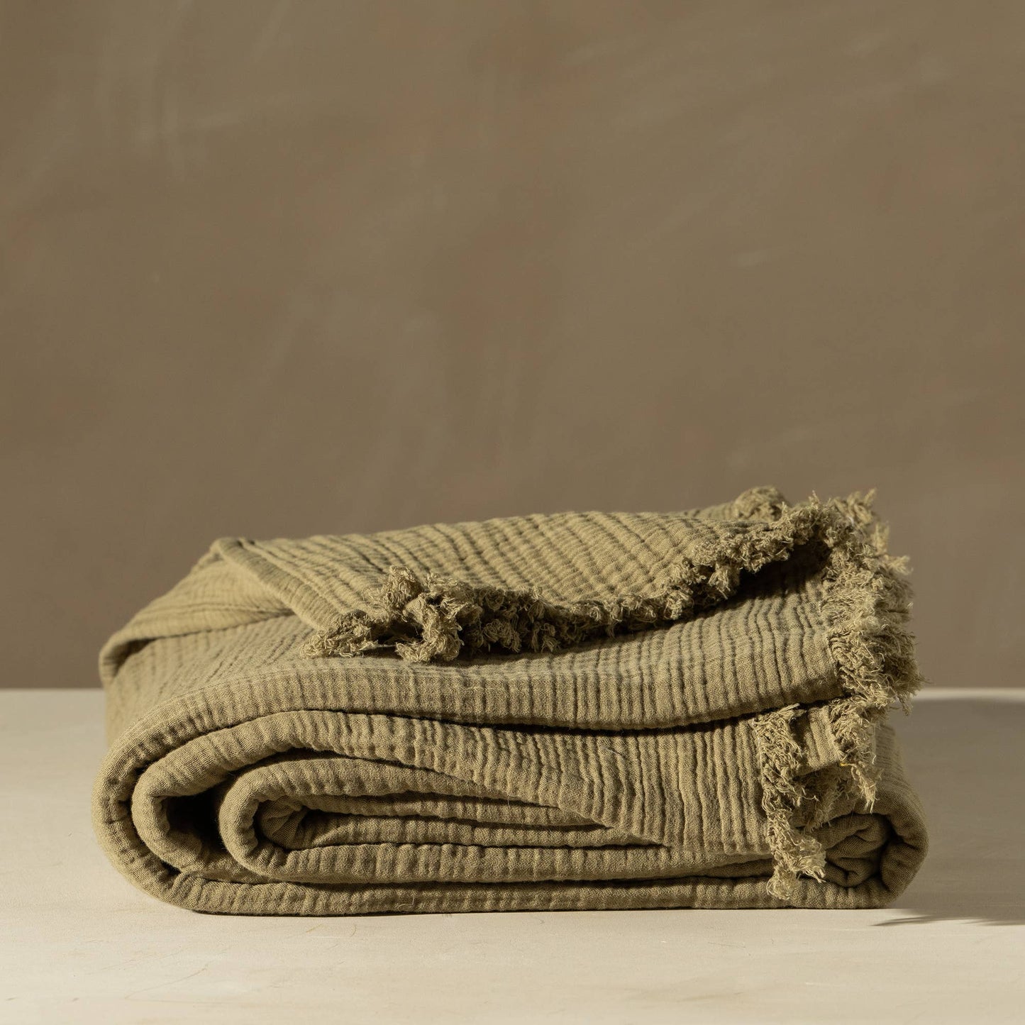 Textured Turkish Cotton Olive Throw