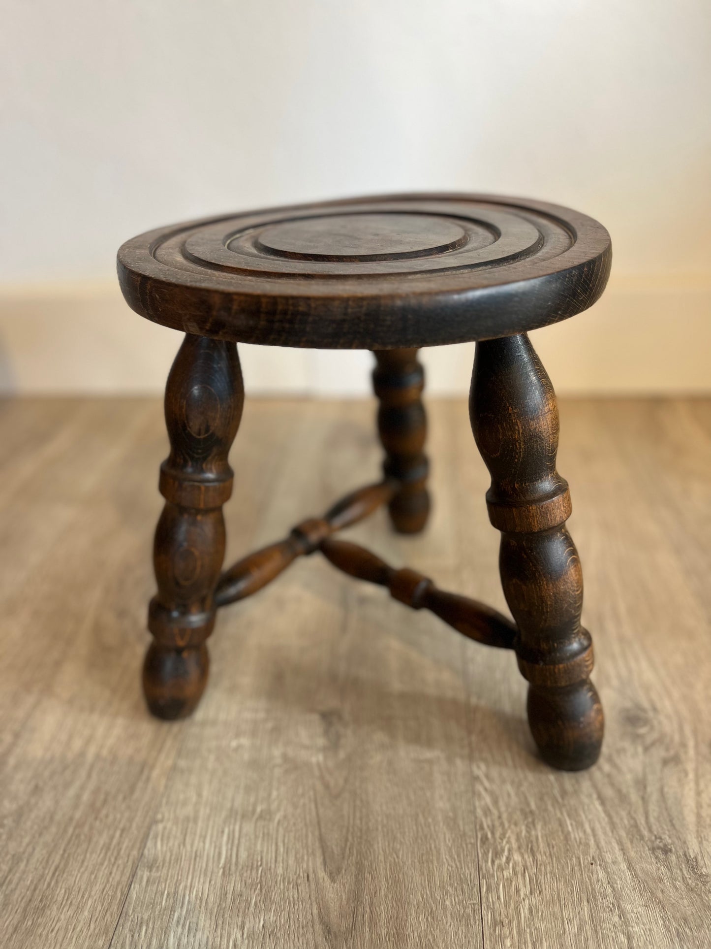 Vintage French Bobbin Leg Milking Stool
