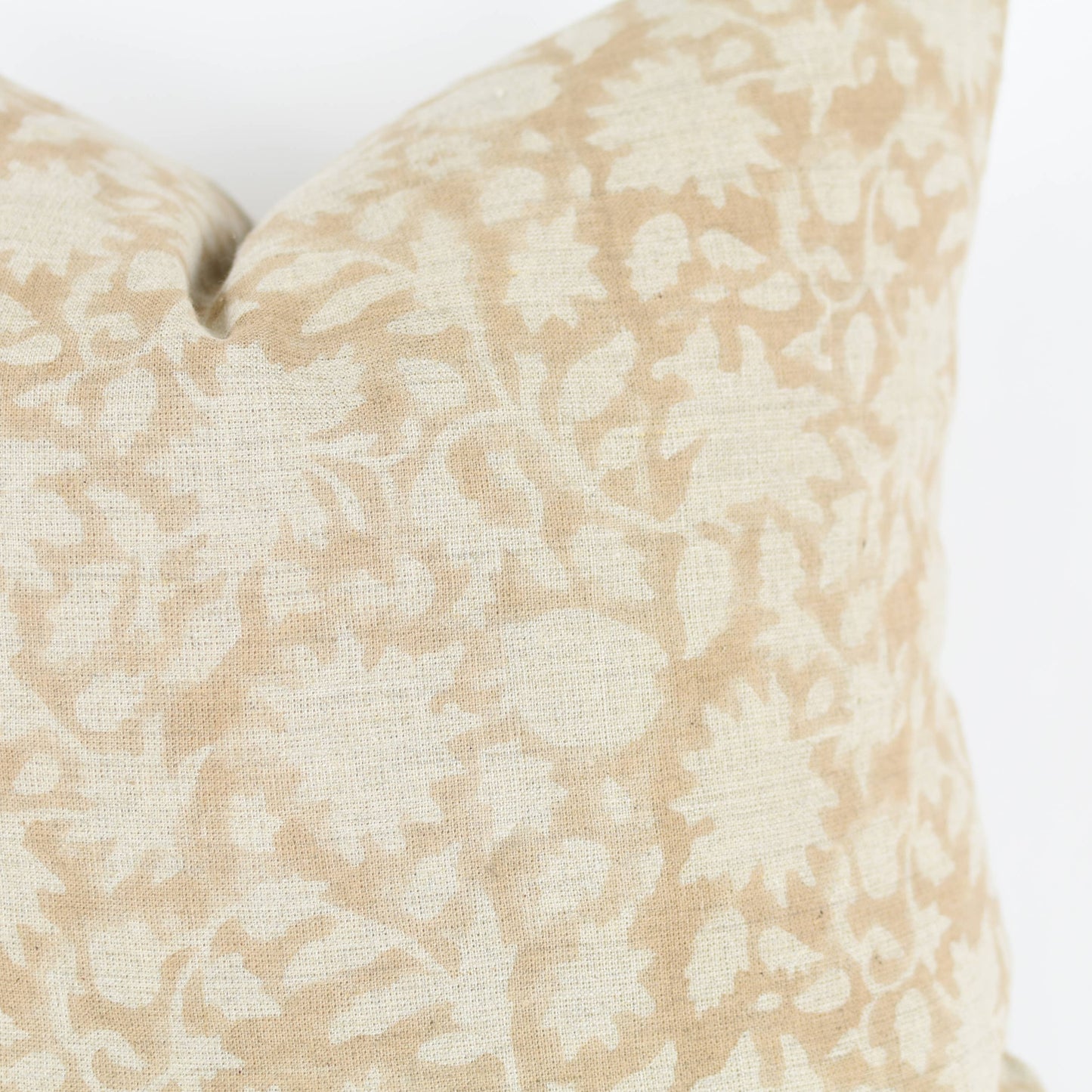 Neutral Block Print Linen Pillow 20x20