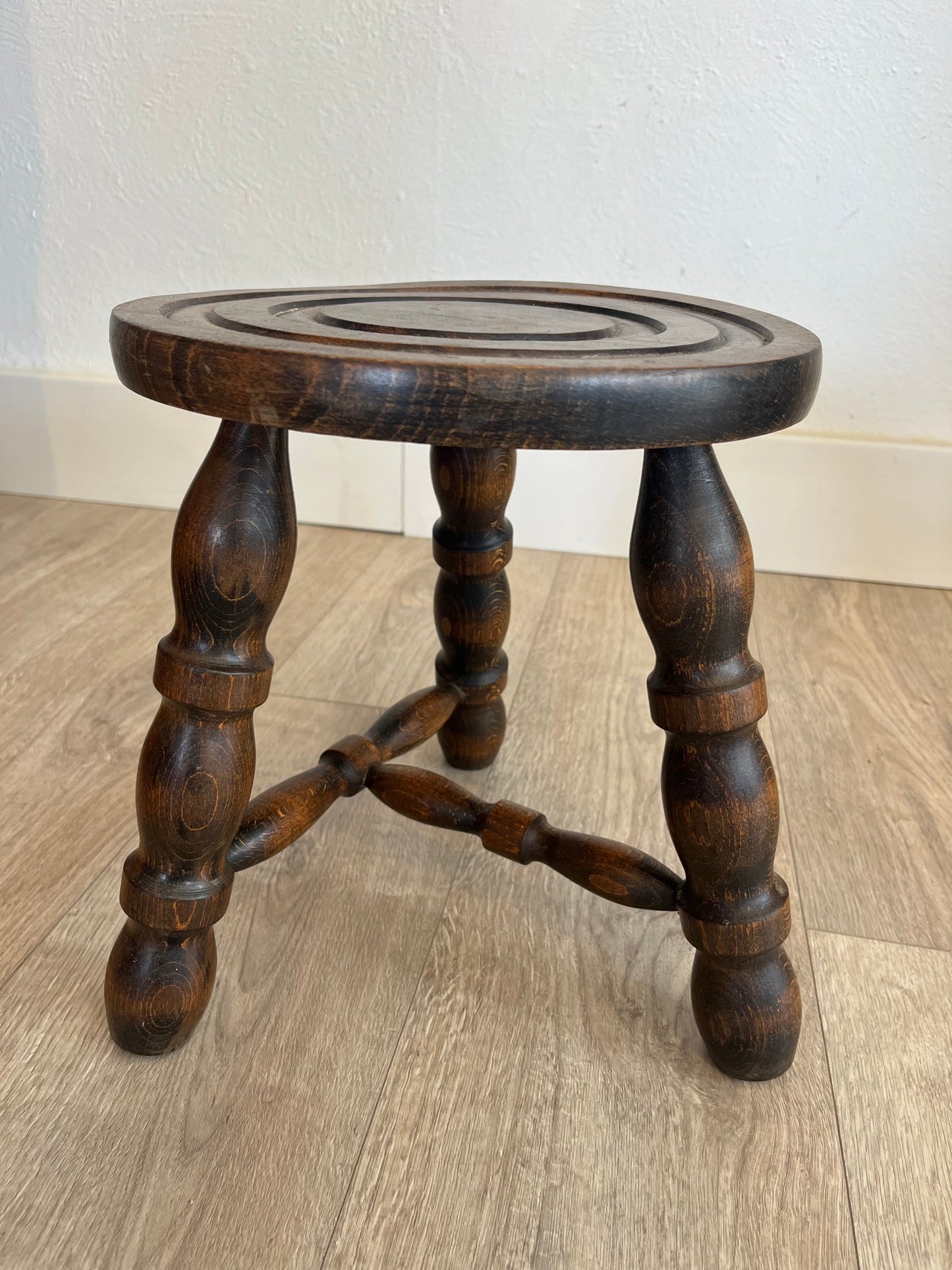 Vintage French Bobbin Leg Milking Stool