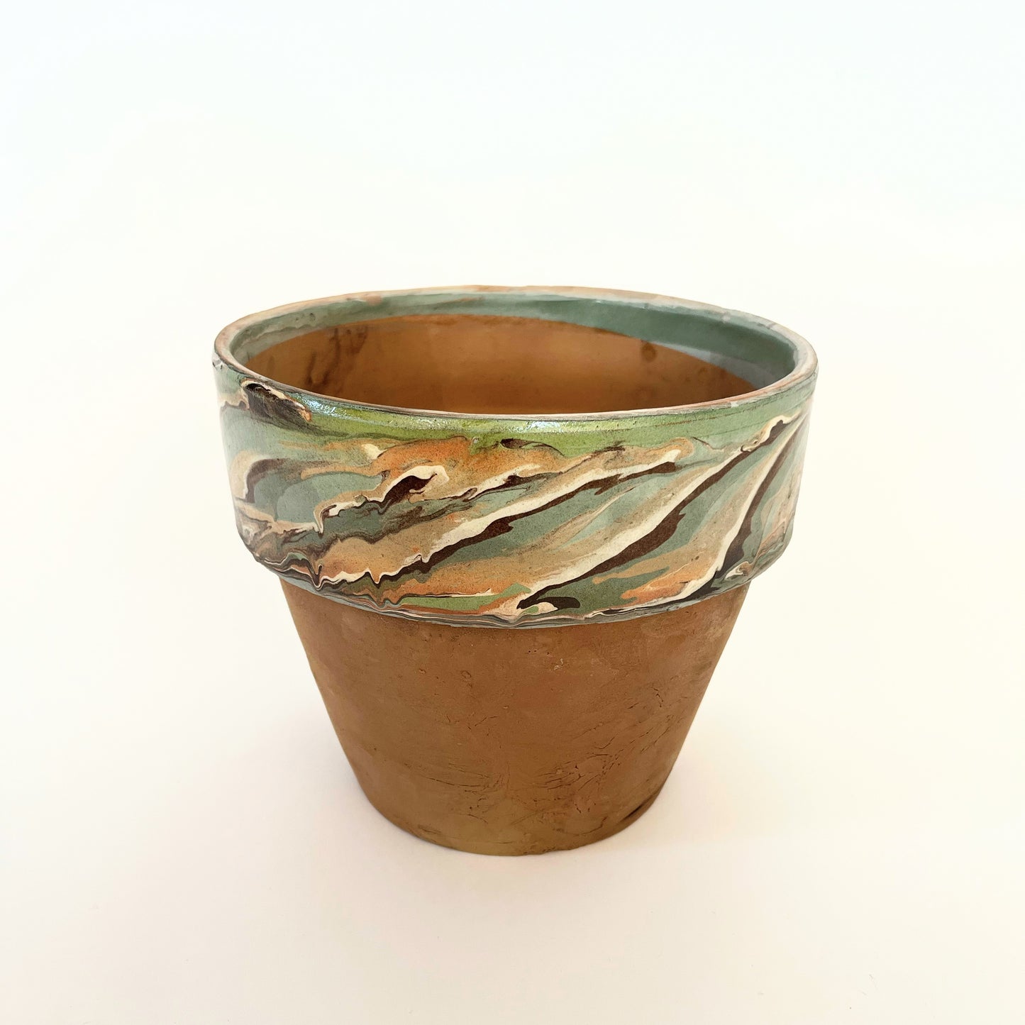 Vintage Marble Glazed Terracotta Garden Pot