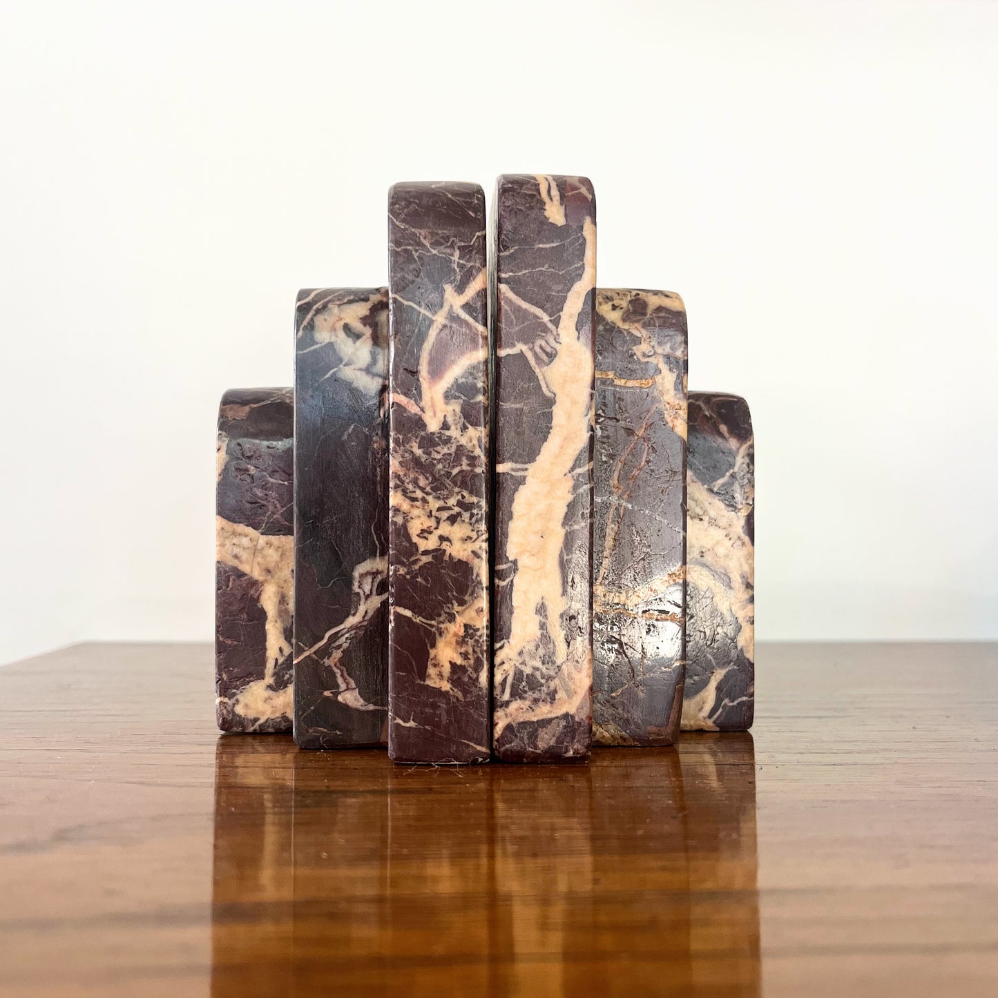 S/2 Rosso Levanto Marble Bookends