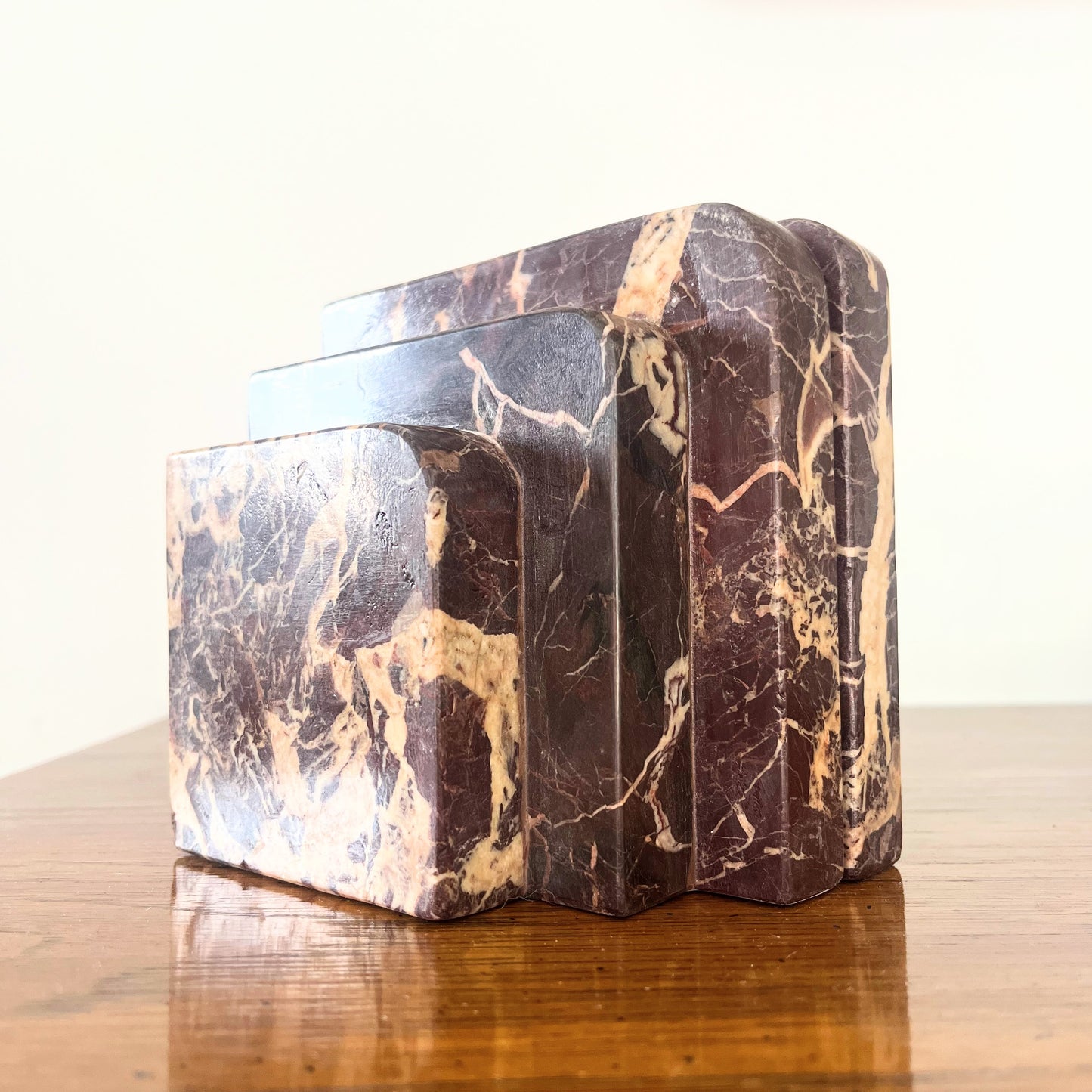 S/2 Rosso Levanto Marble Bookends