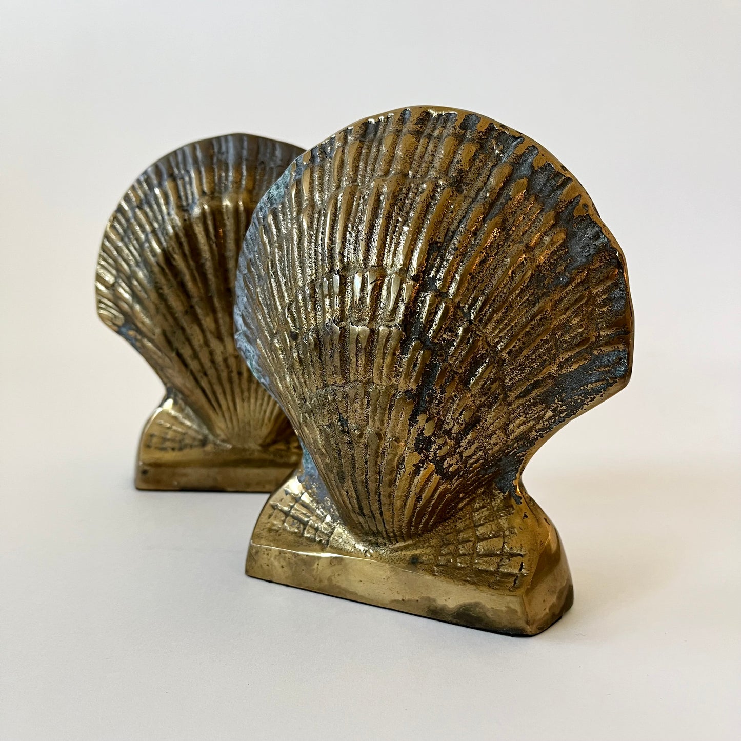Vintage Brass Shell Book Ends