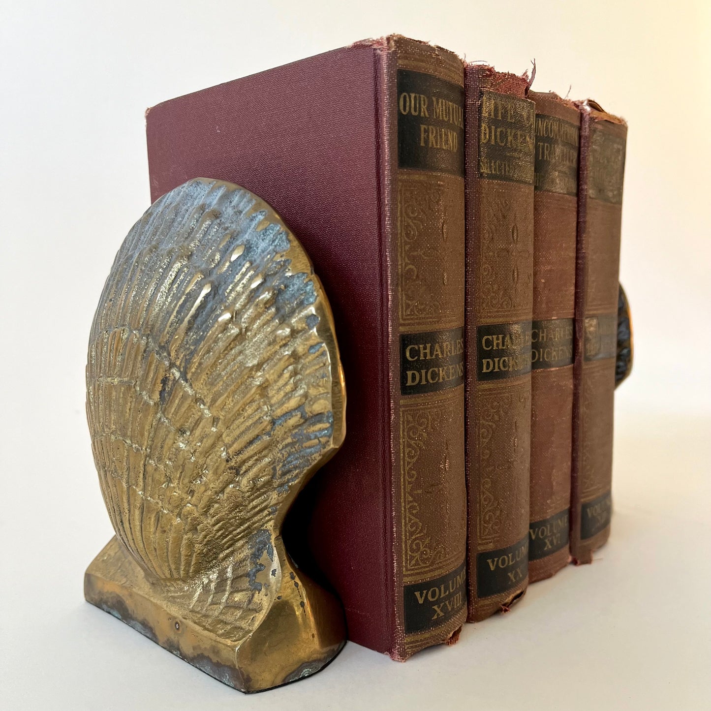 Vintage Brass Shell Book Ends
