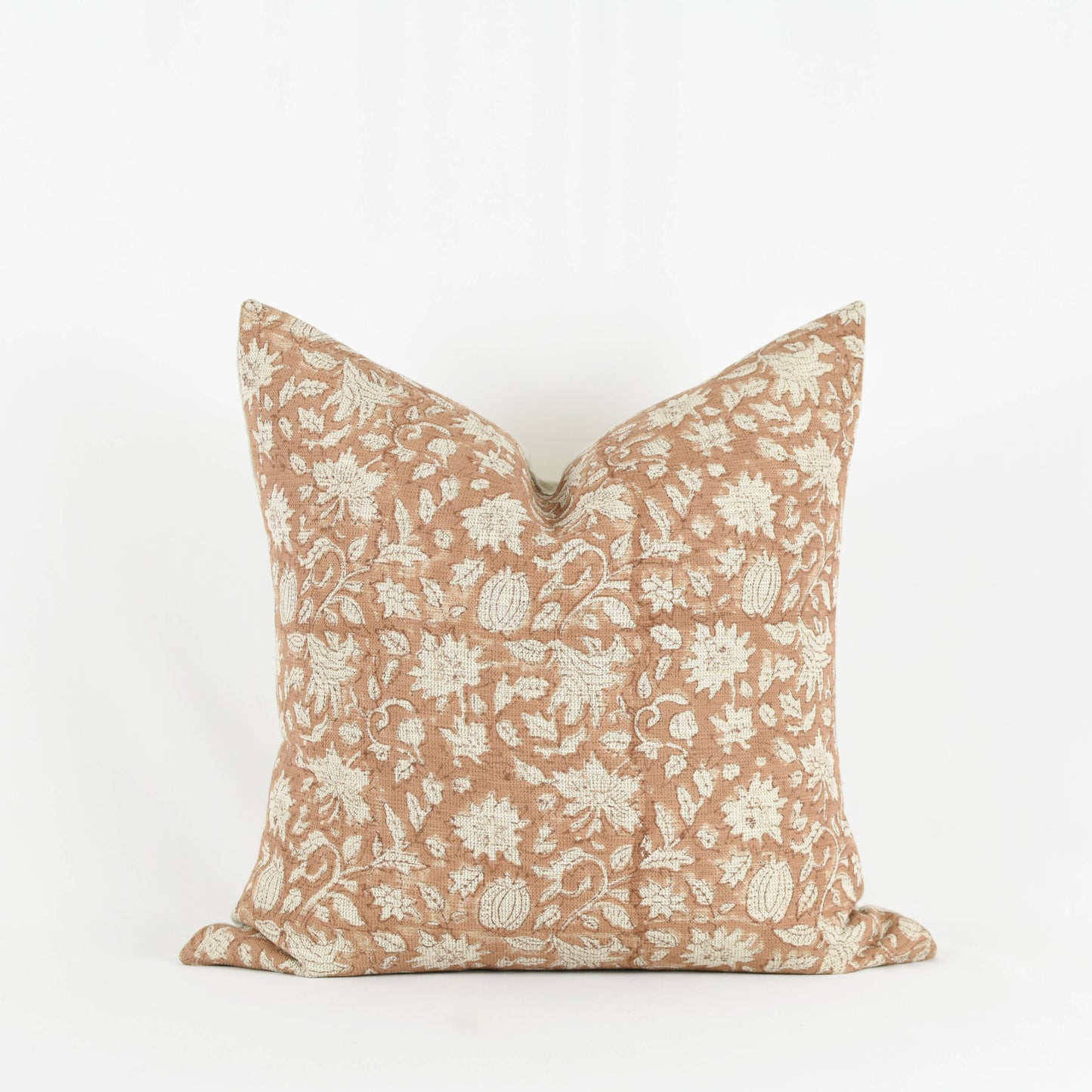 Rust Block Print Linen Pillow 20x20