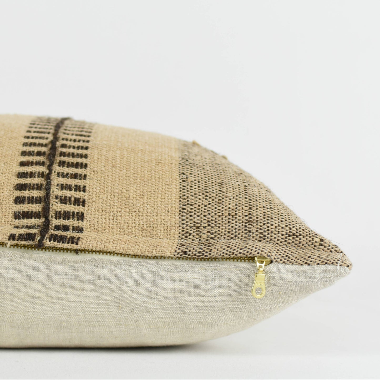 Natural Beige and Brown Wool-Blend Pillow 22x22