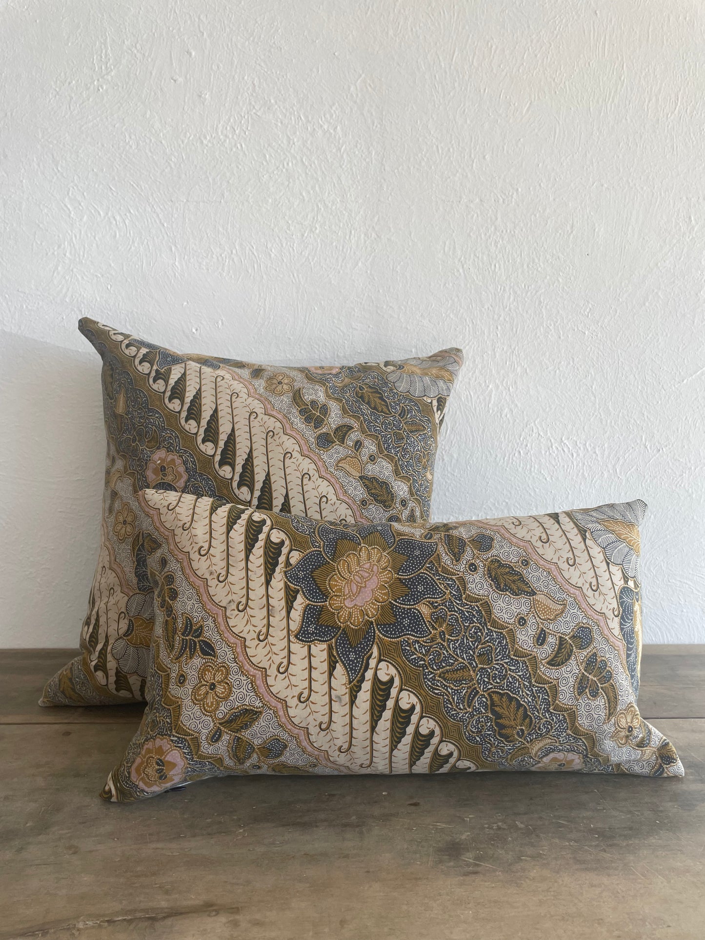 Vintage Balinese Lt Blue and Orange Flowers