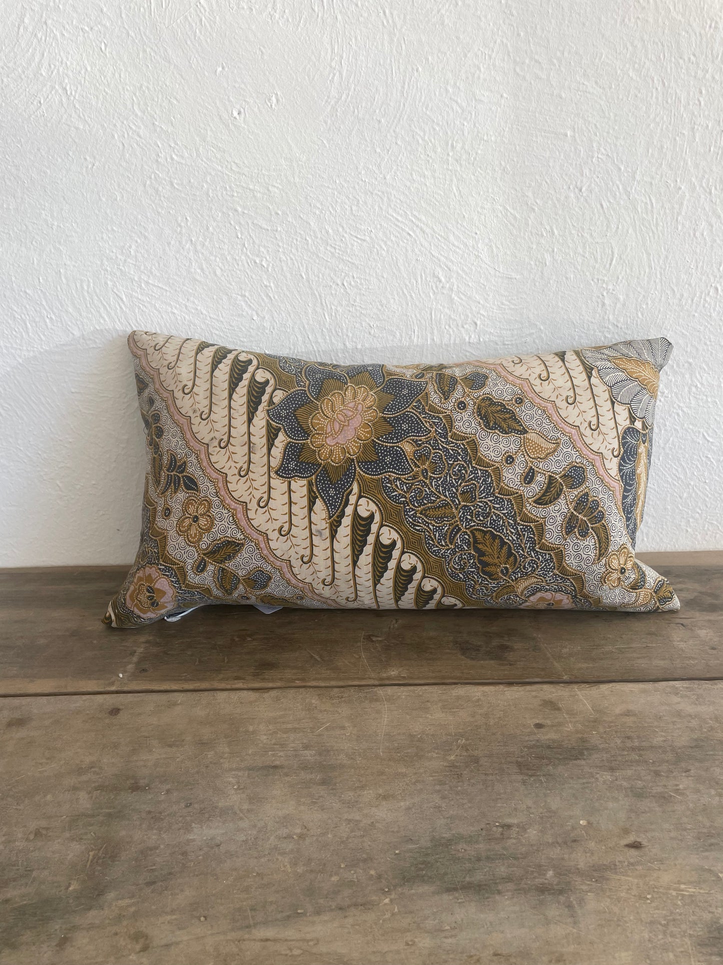 Vintage Balinese Lt Blue and Orange Flowers