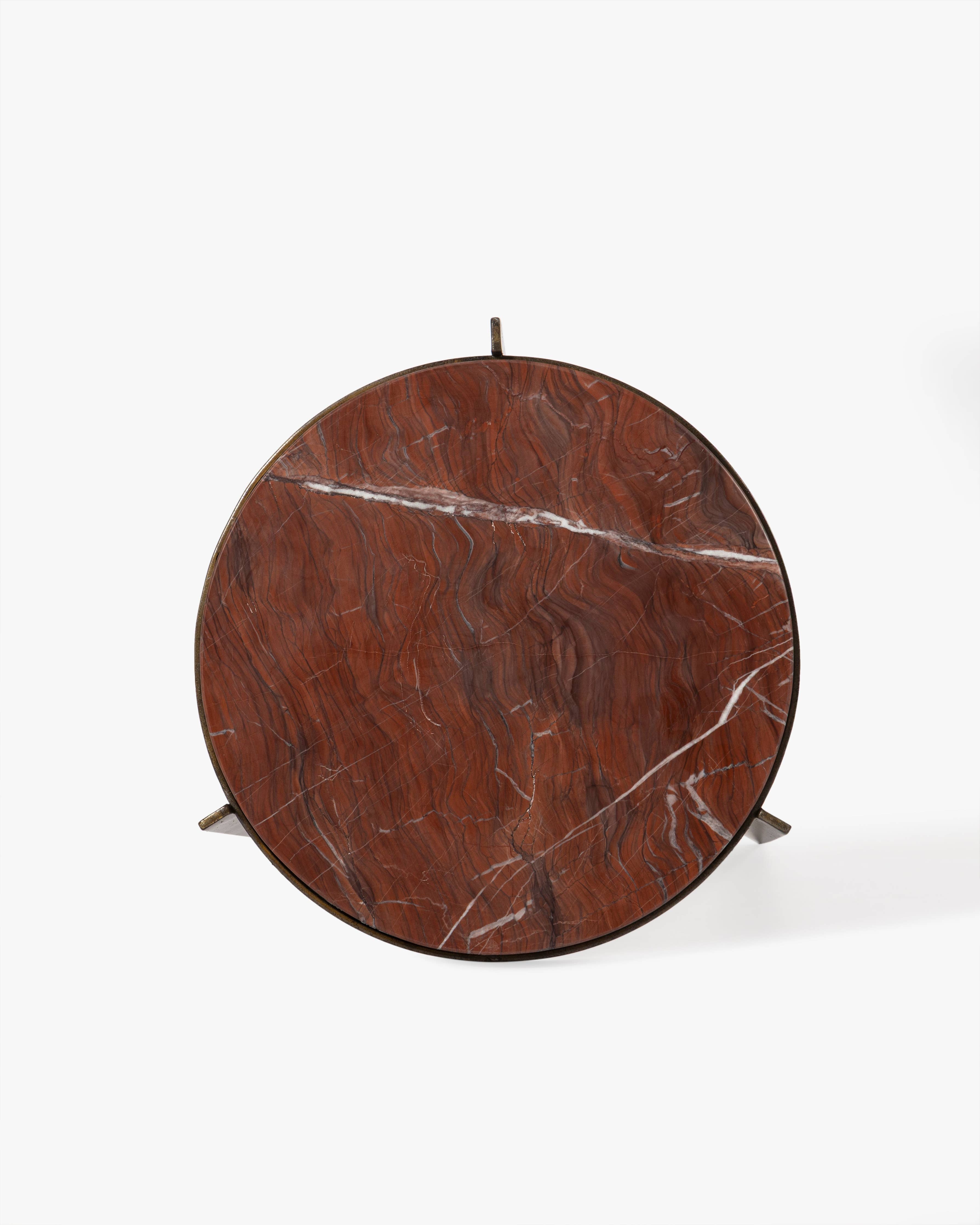 Marble and Antiqued Brass Side Table