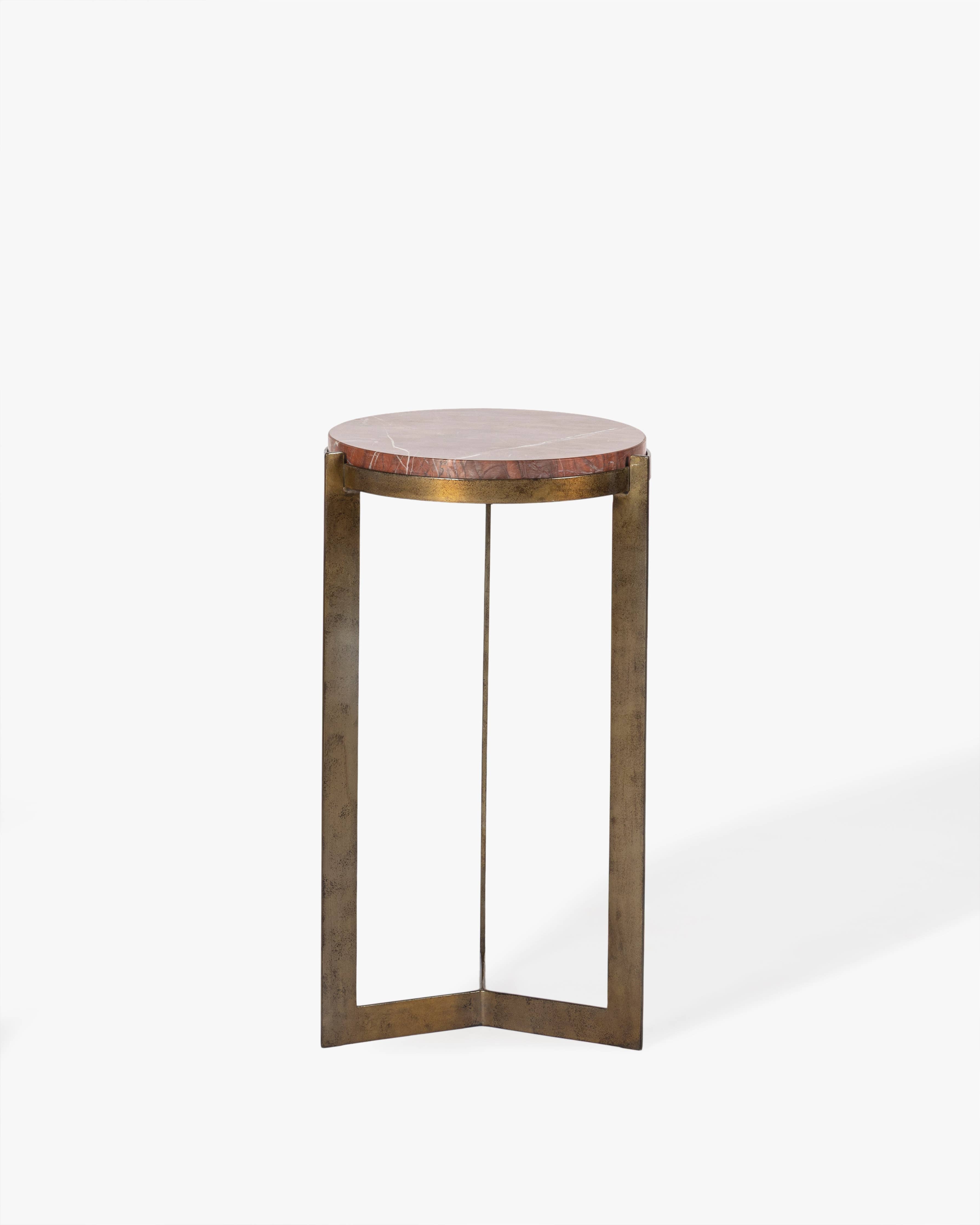 Marble and Antiqued Brass Side Table