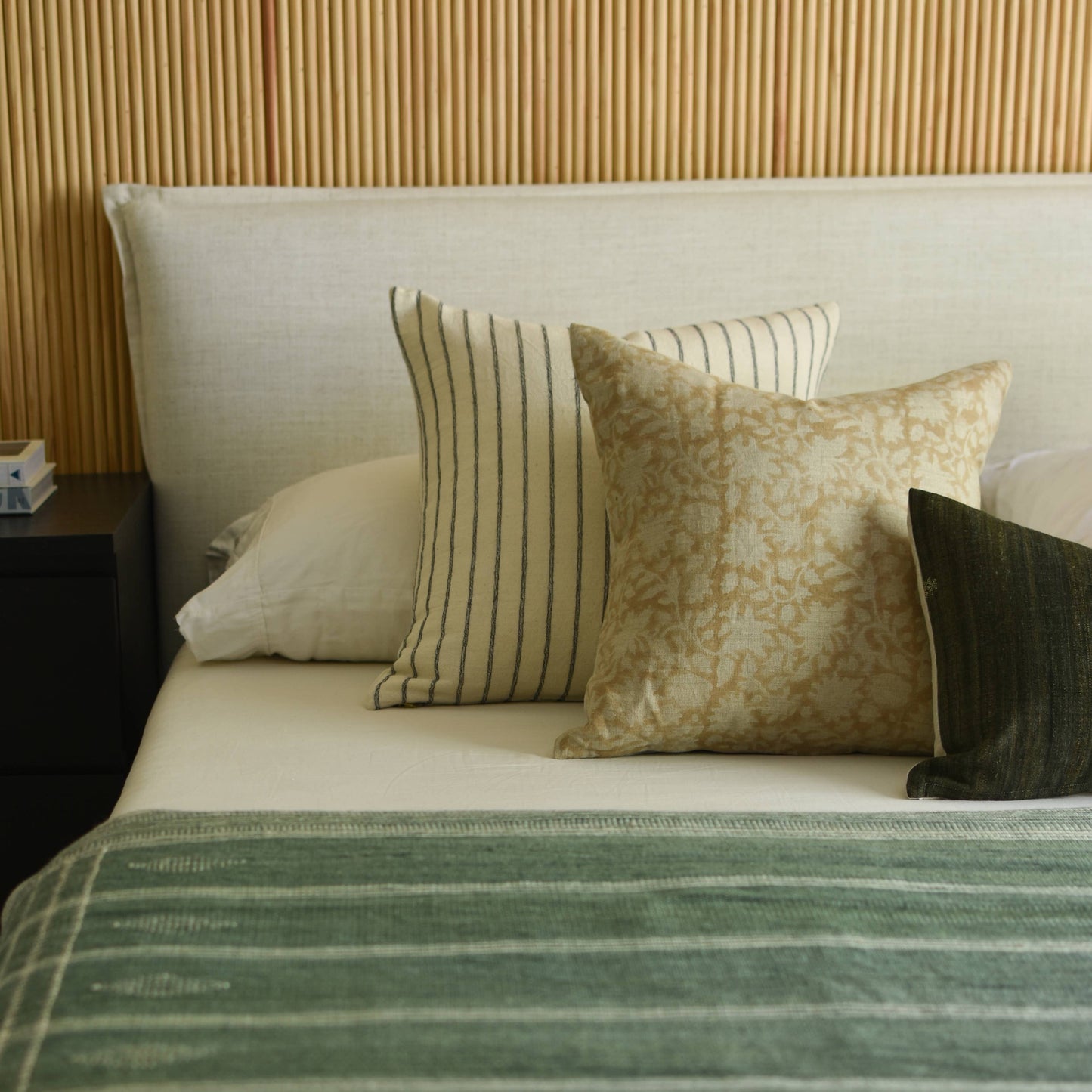 Neutral Block Print Linen Pillow 20x20