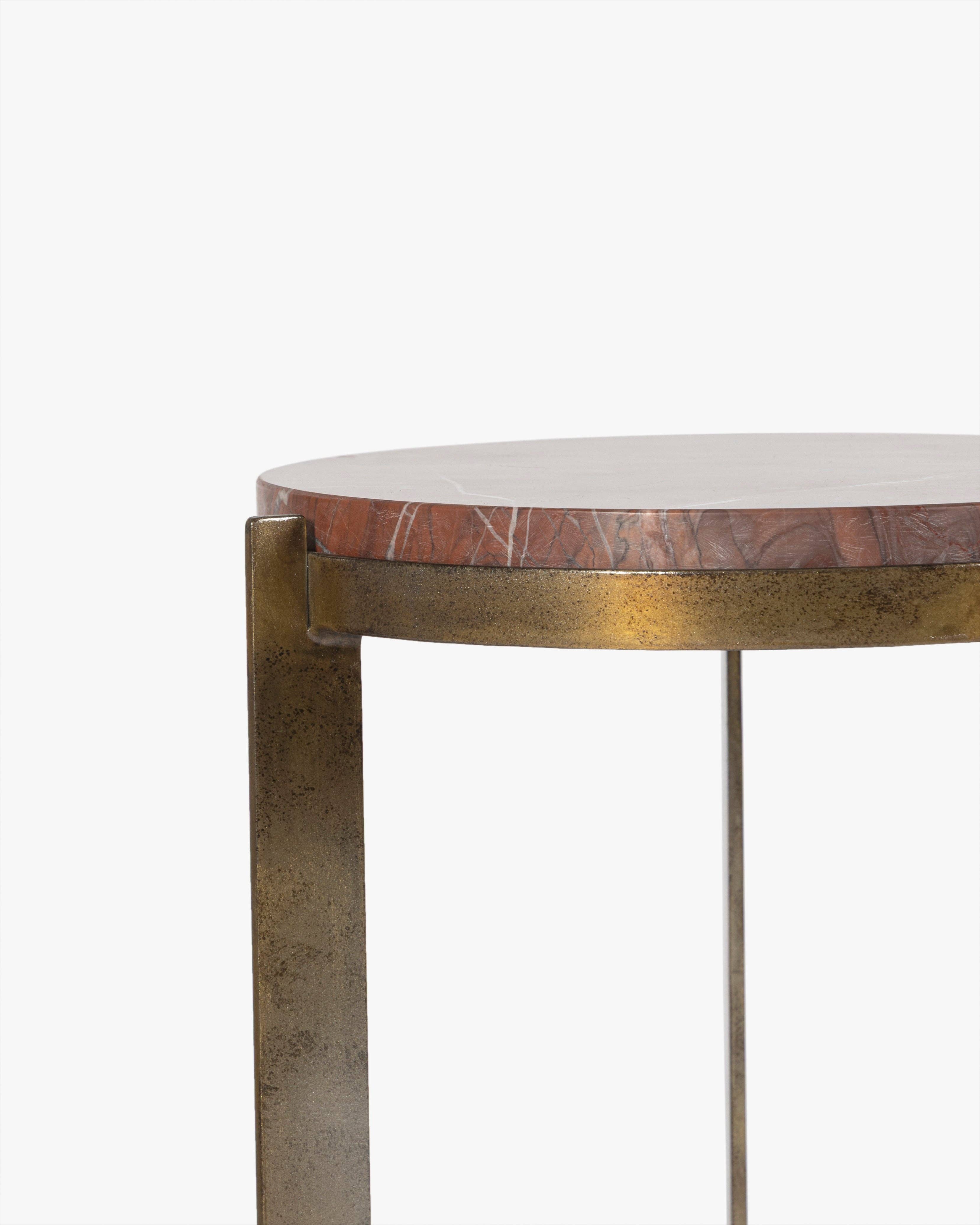Marble and Antiqued Brass Side Table