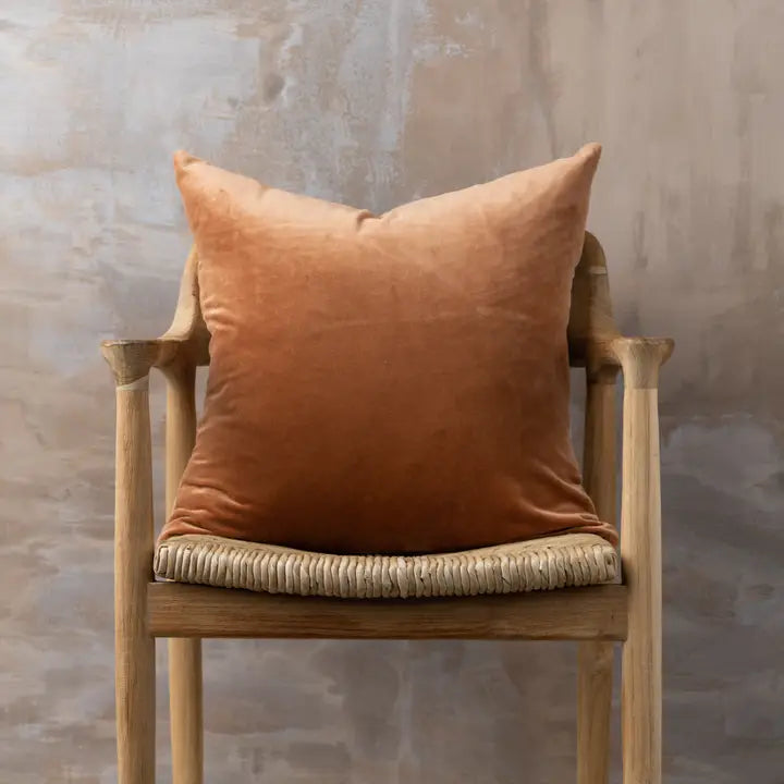 Linen Velvet Terracotta Square Pillow 20x20