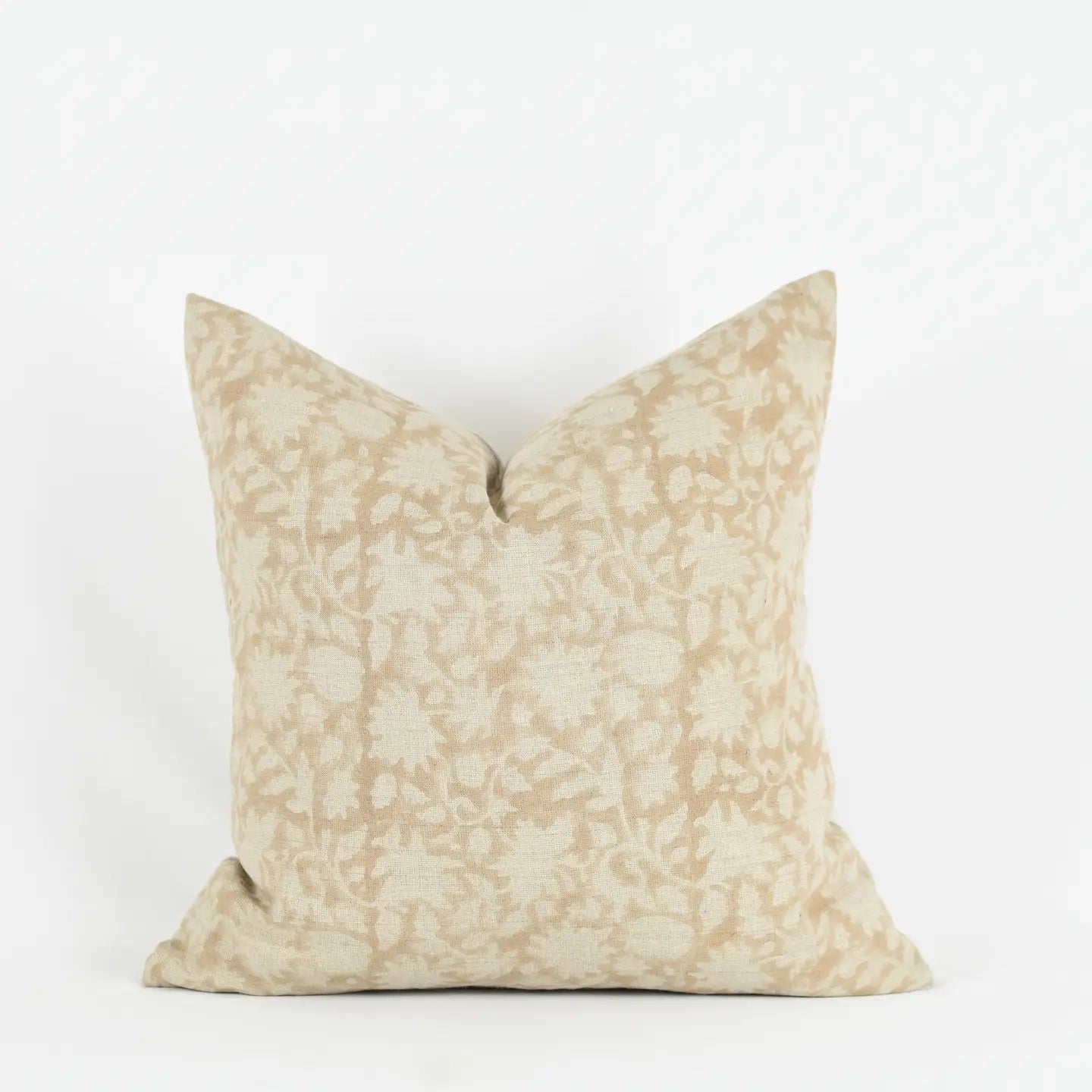 Neutral Block Print Linen Pillow 20x20