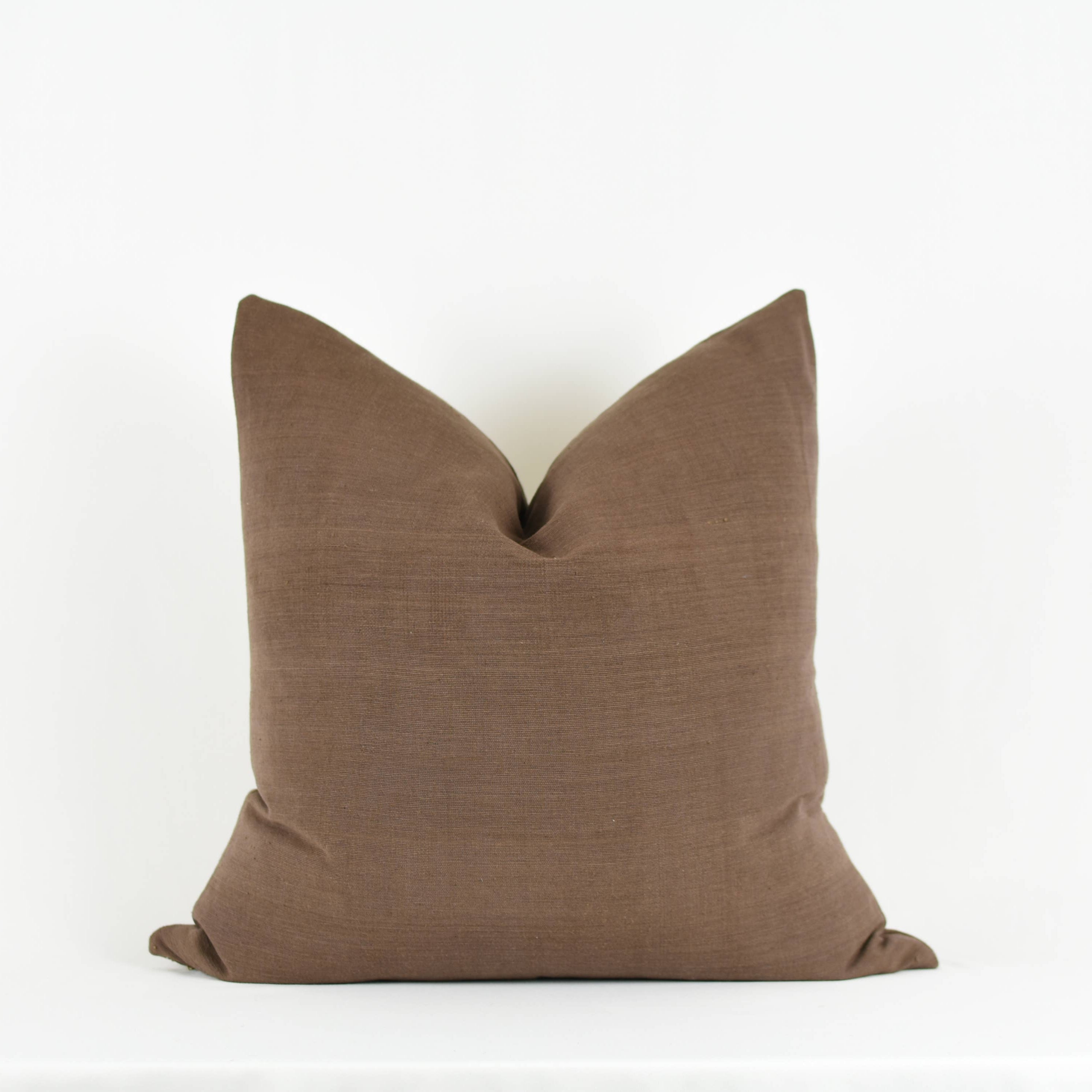 Warm Cocoa Woven Cotton Pillow 20x20