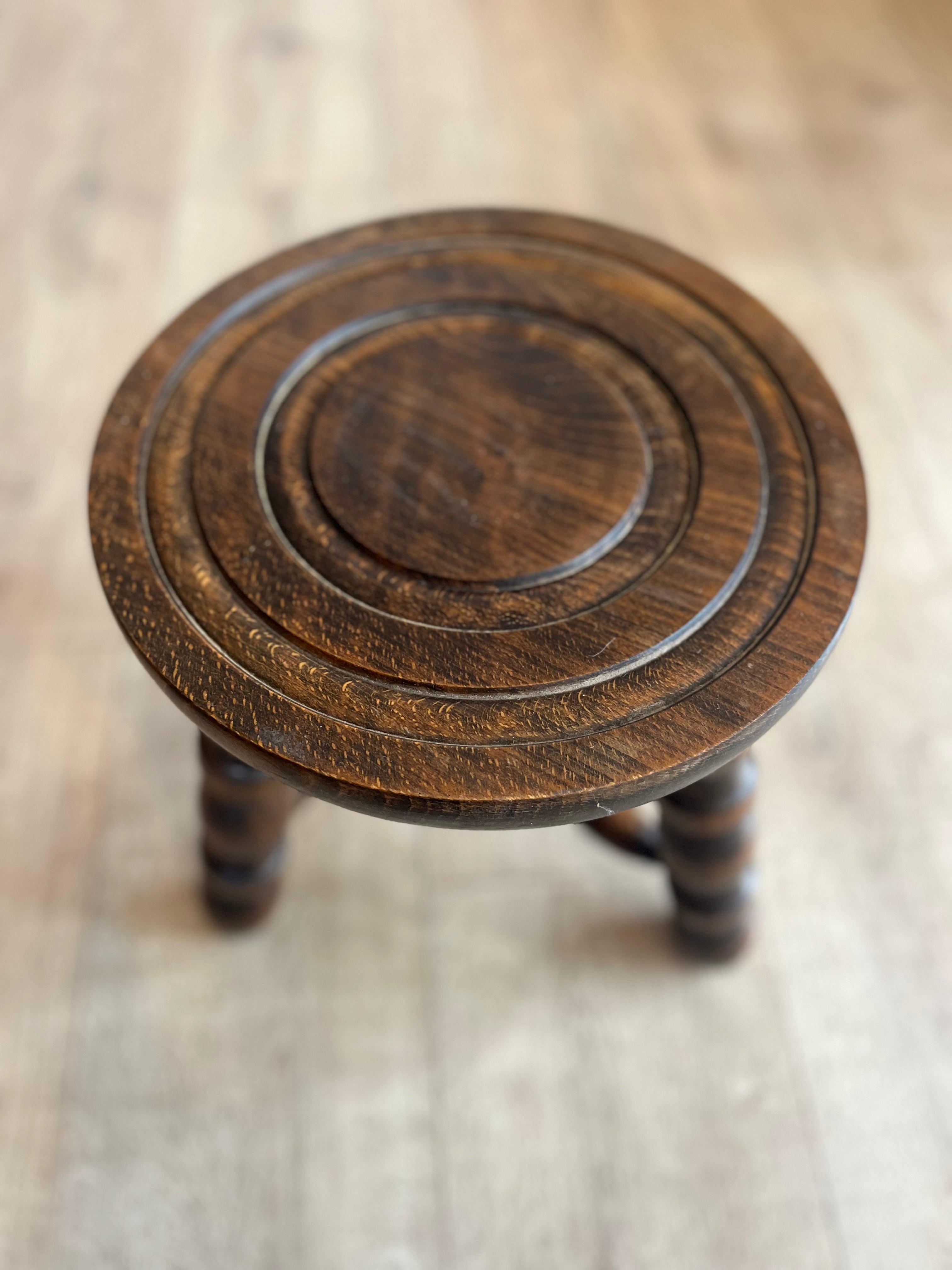 Vintage French Bobbin Leg Milking Stool