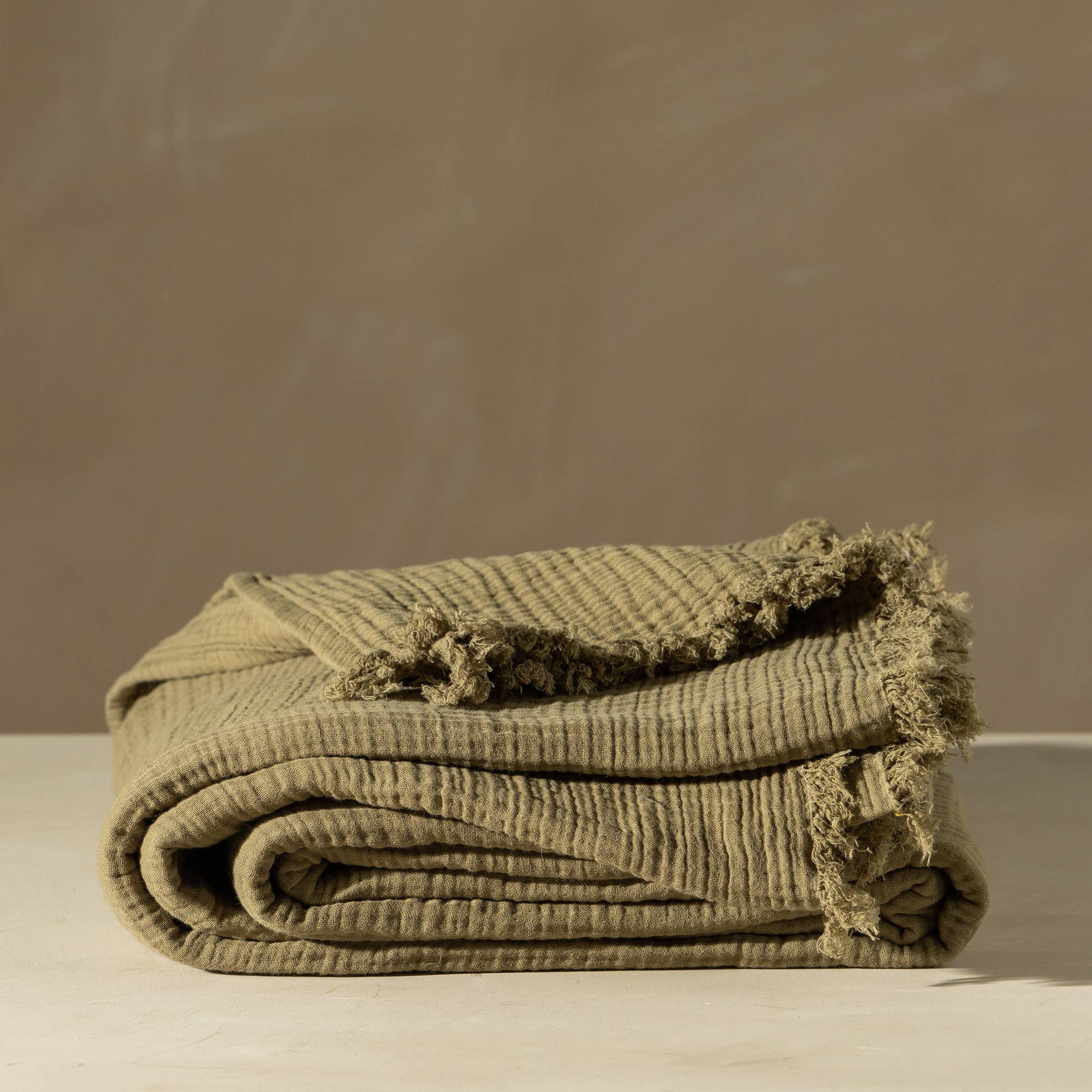 Textured Turkish Cotton Olive Throw