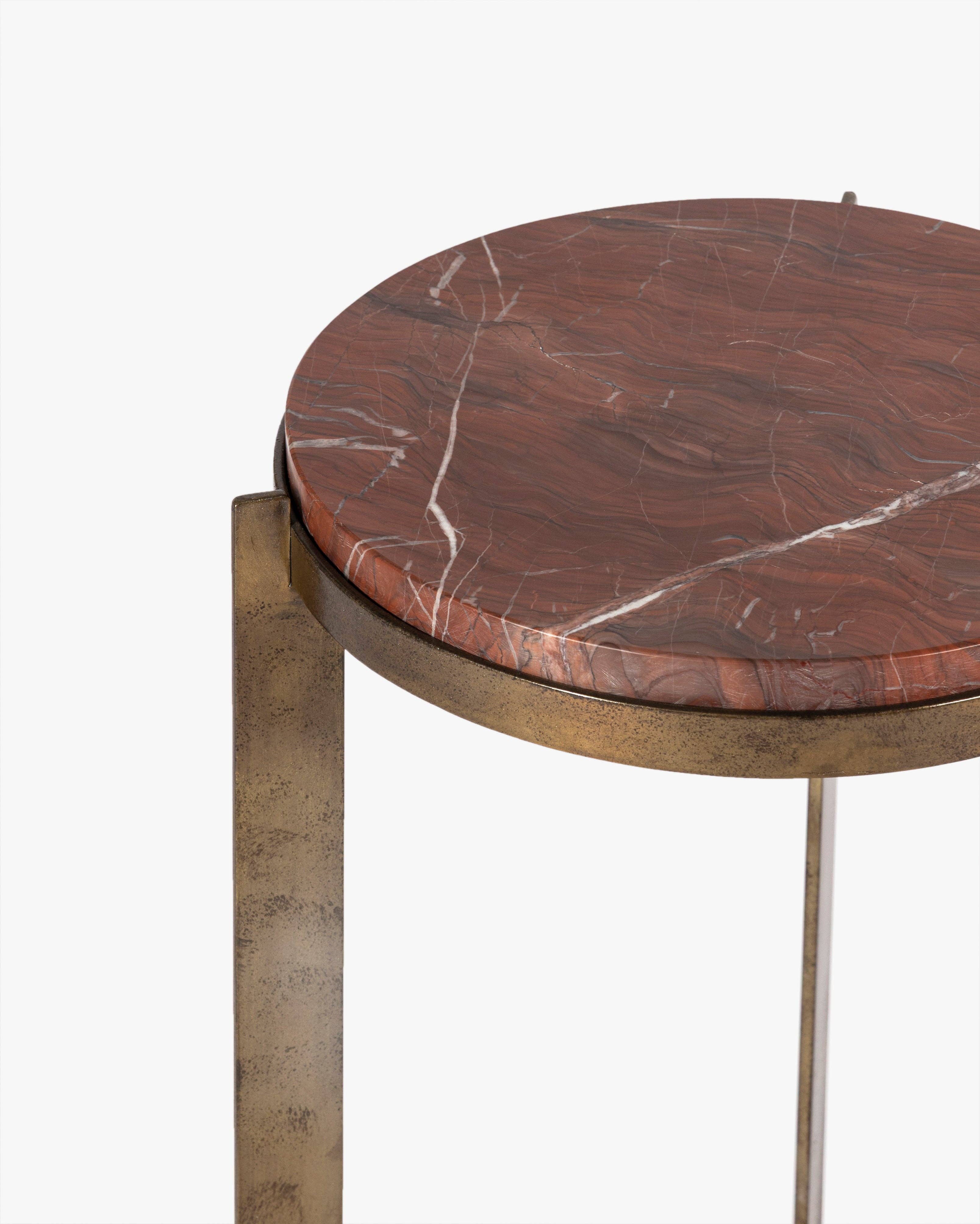 Marble and Antiqued Brass Side Table