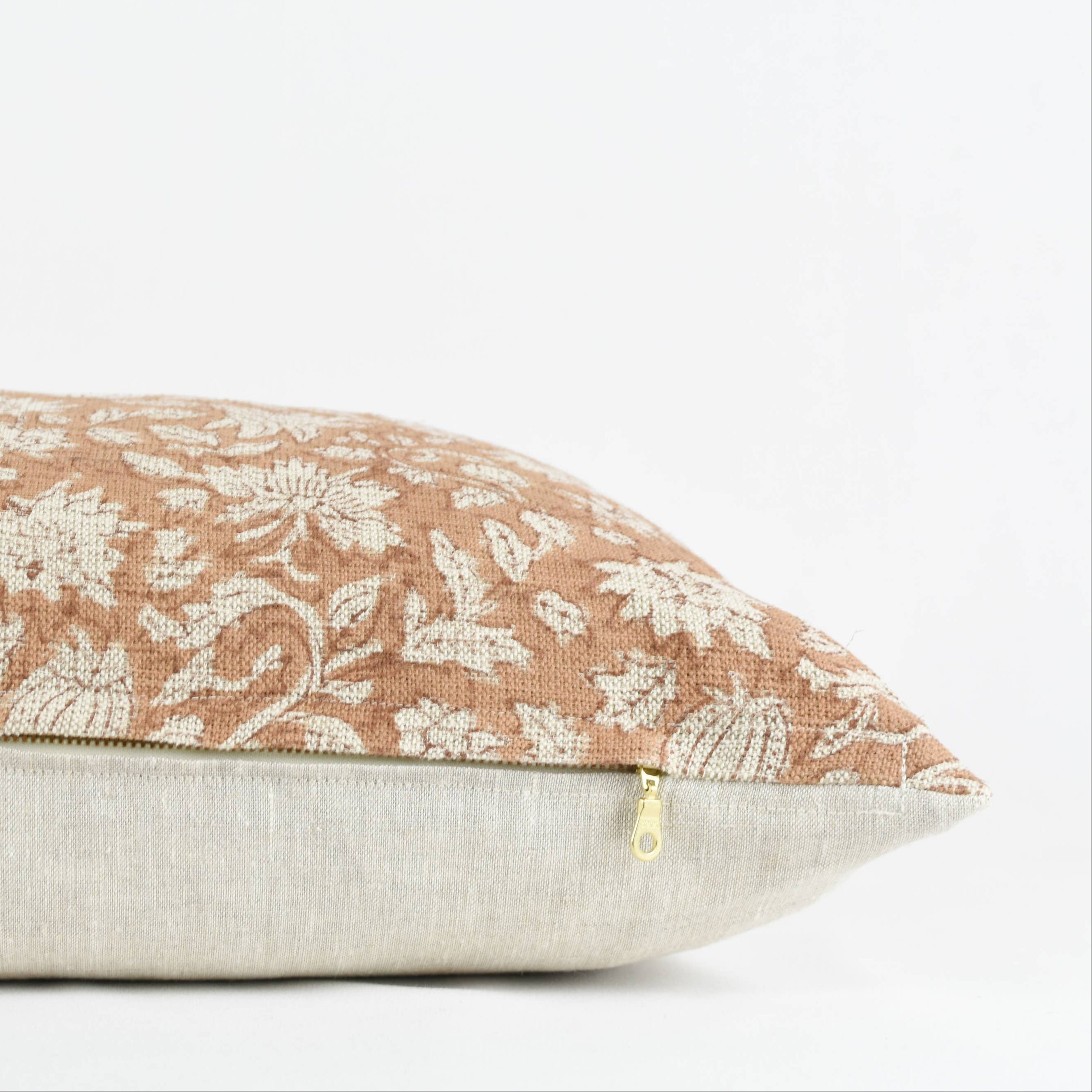 Rust Block Print Linen Pillow 20x20