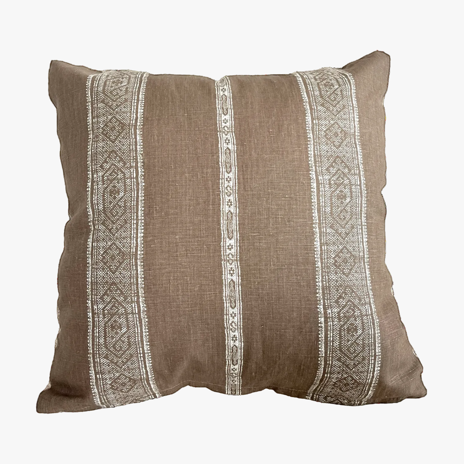 Artisan Stripe Brown/Linen Pillow, 20 x 20