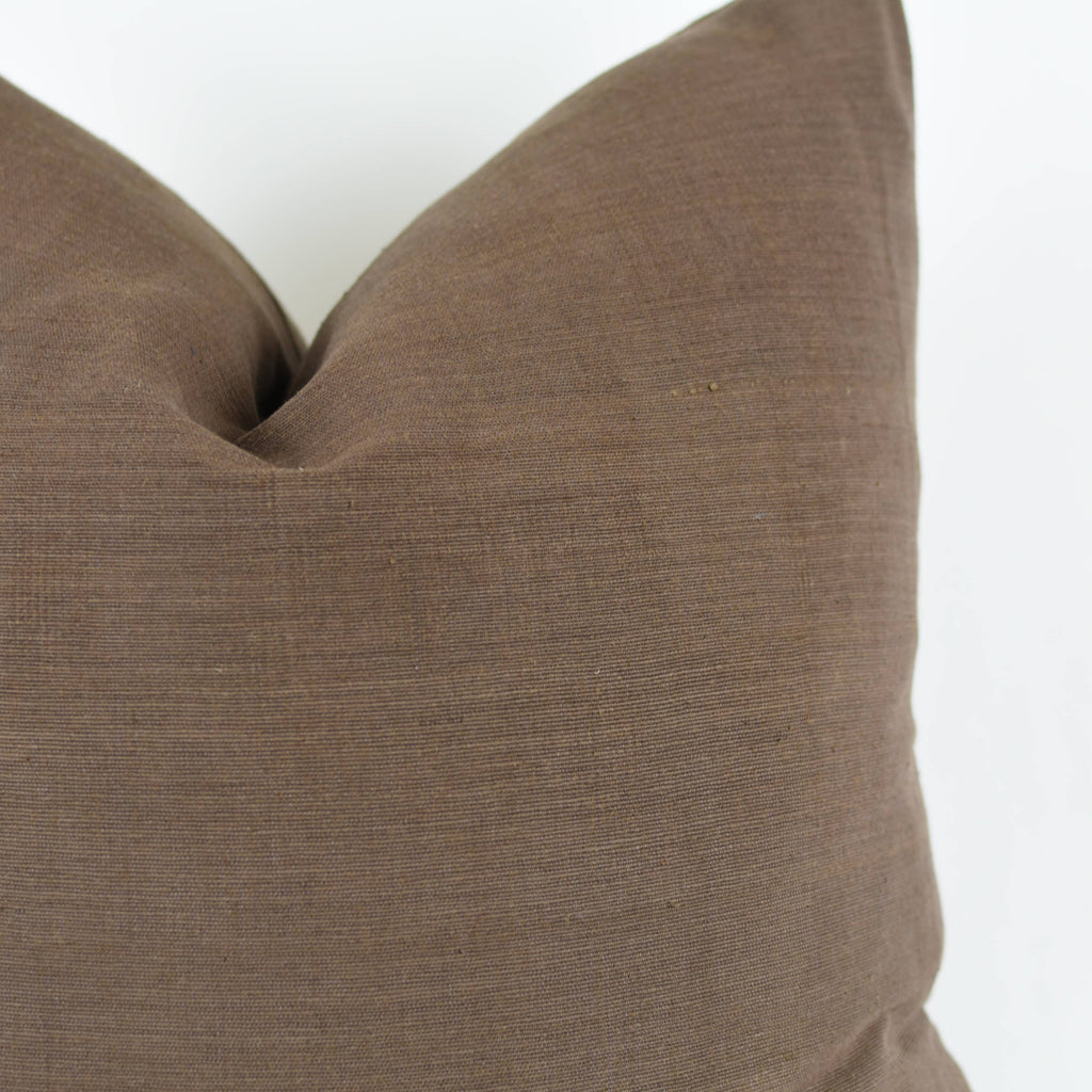 Warm Cocoa Woven Cotton Pillow 20x20