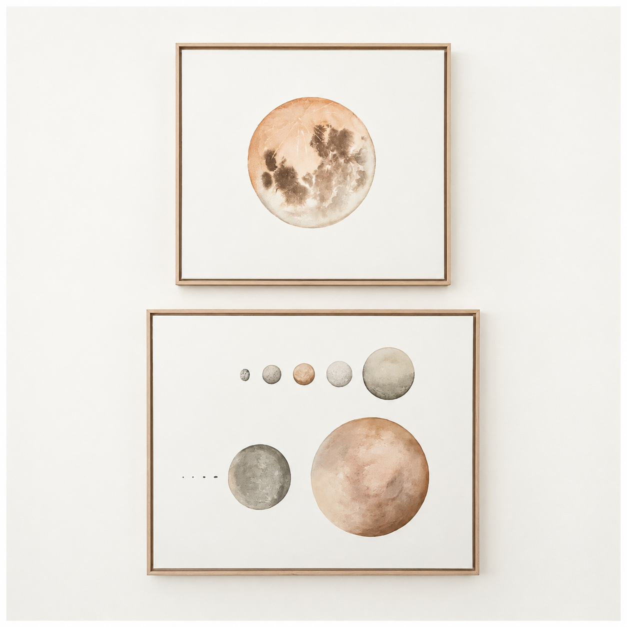 "Pluto, the Moons of Pluto, and Five Ice Moons" by Stella Maria Baer