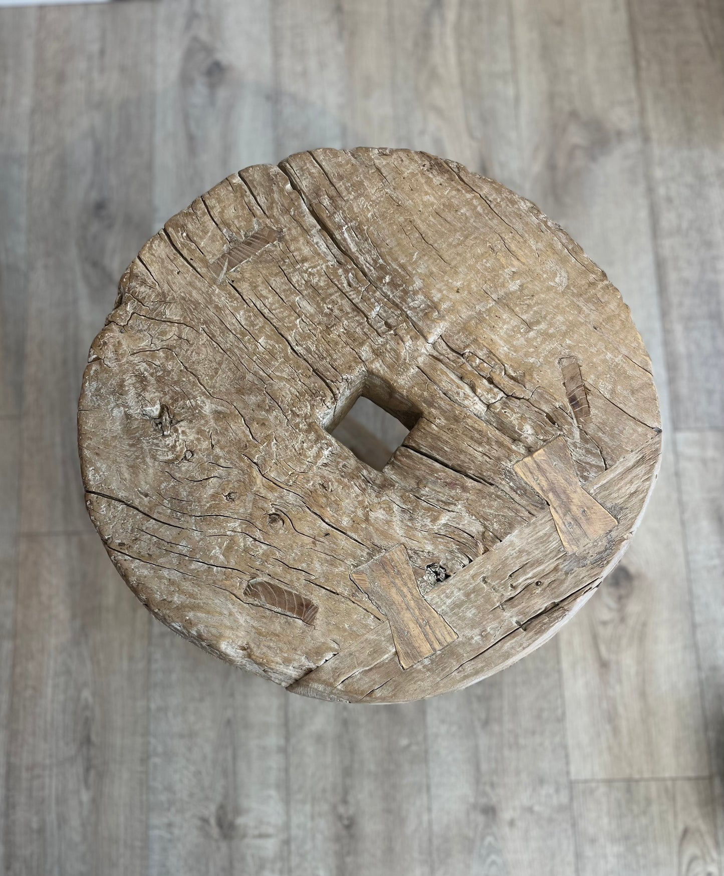 Vintage Wheel Table on Pedestal