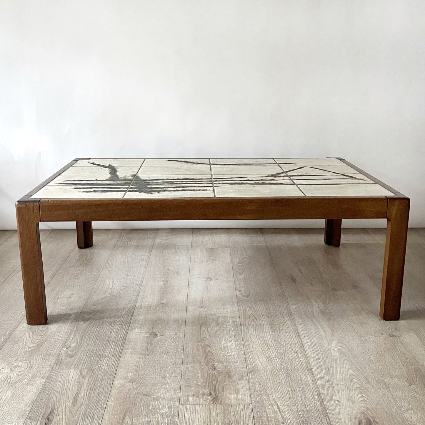 Danish Mid Century Modernist Teak and Ceramic Tile Topped Coffee Table