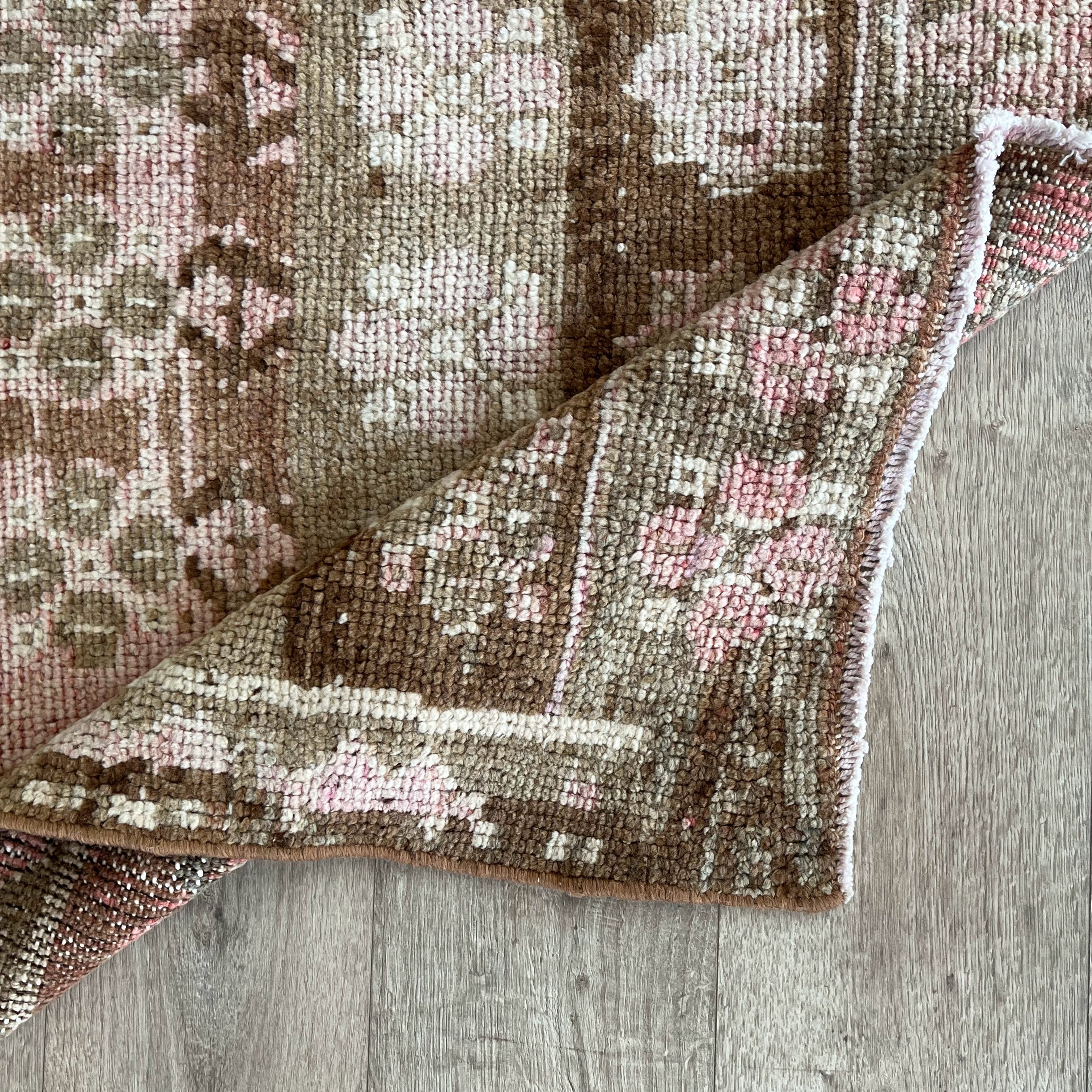 Vintage Kurdish Runner Pinks and Creams 3'2"x8'9"