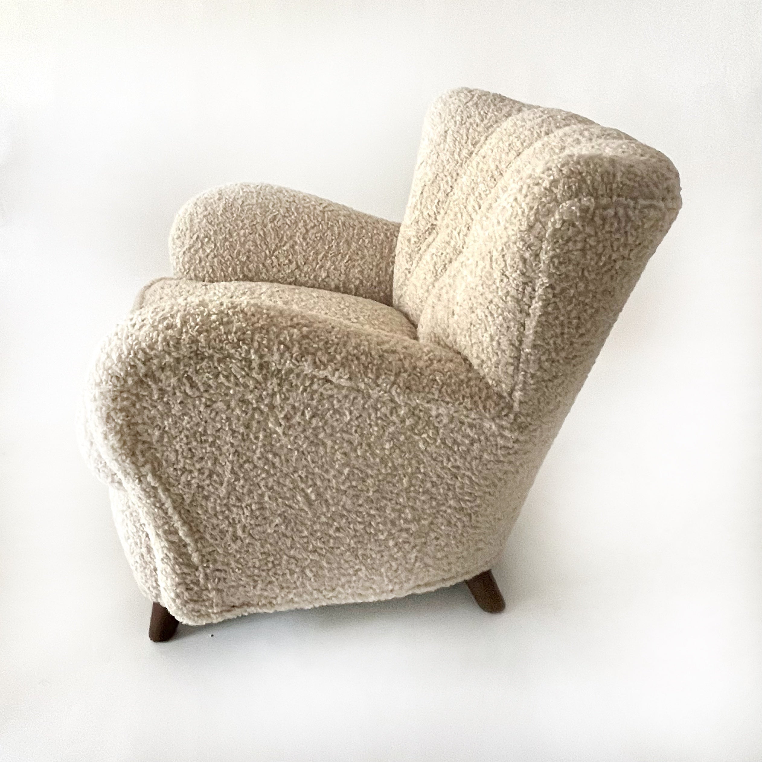 Pair of 1940s Channel-Back Club Chairs Newly Reupholstered