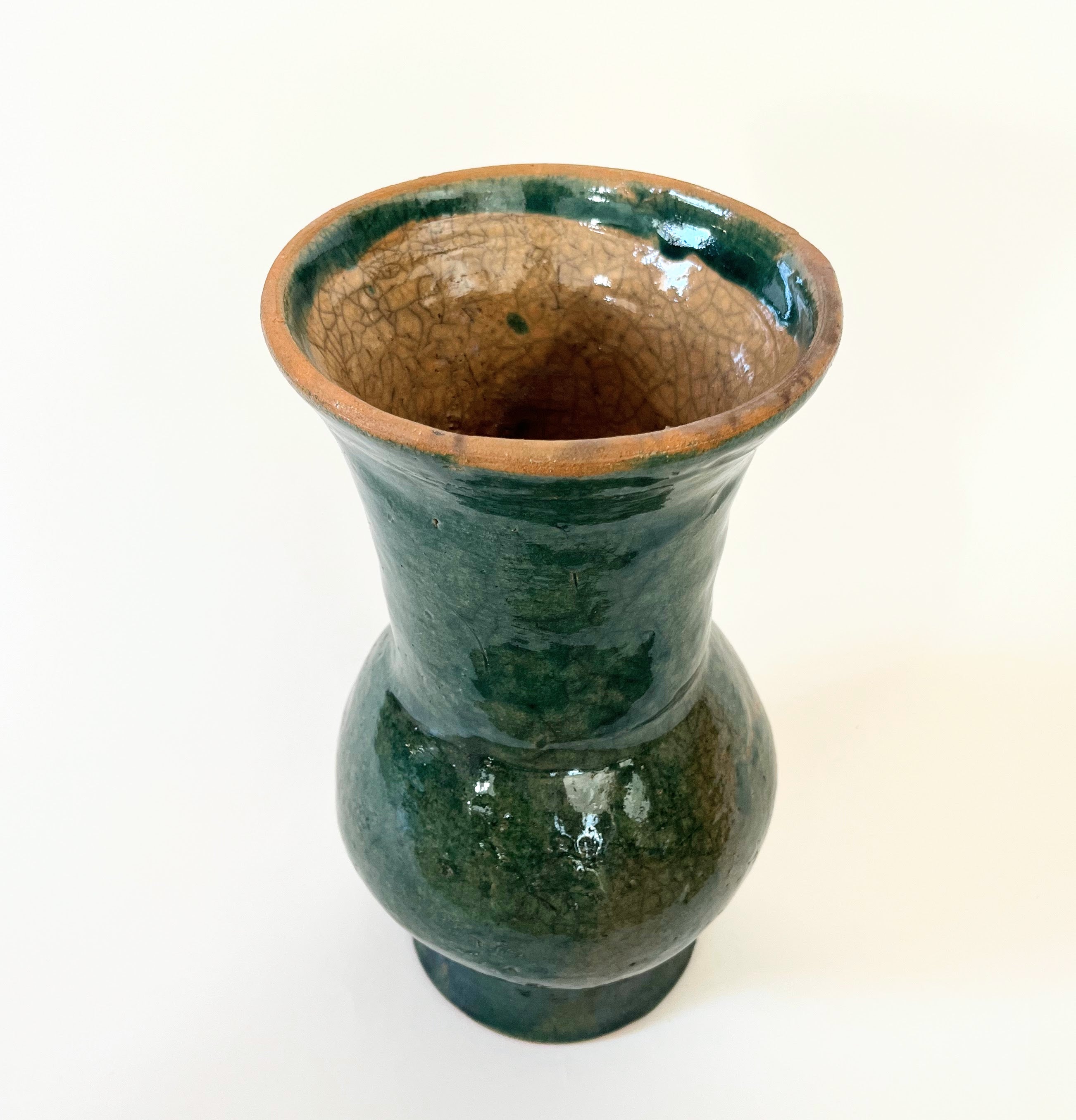 Oaxacan Green Glazed Pottery Vase