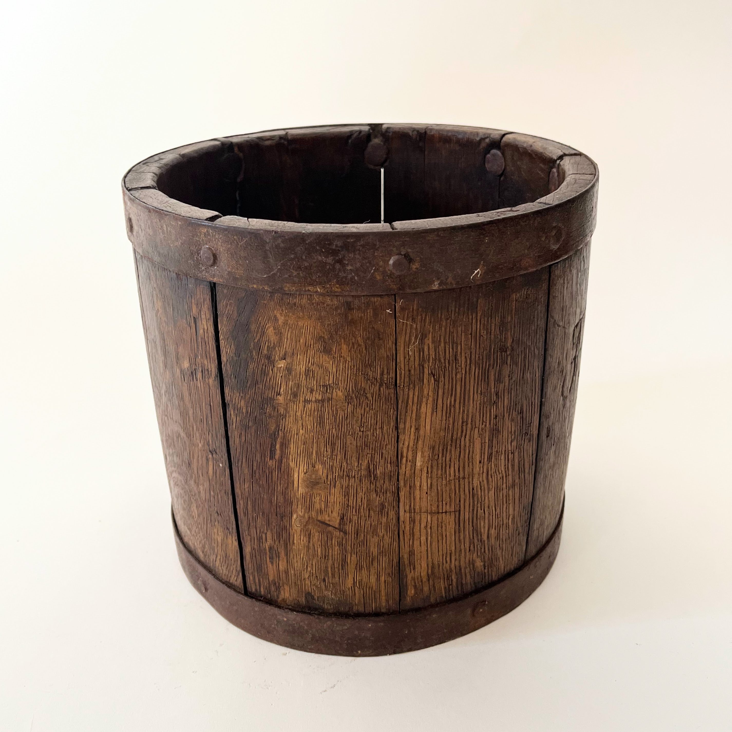 Vintage Primitive Wooden Grain Bucket