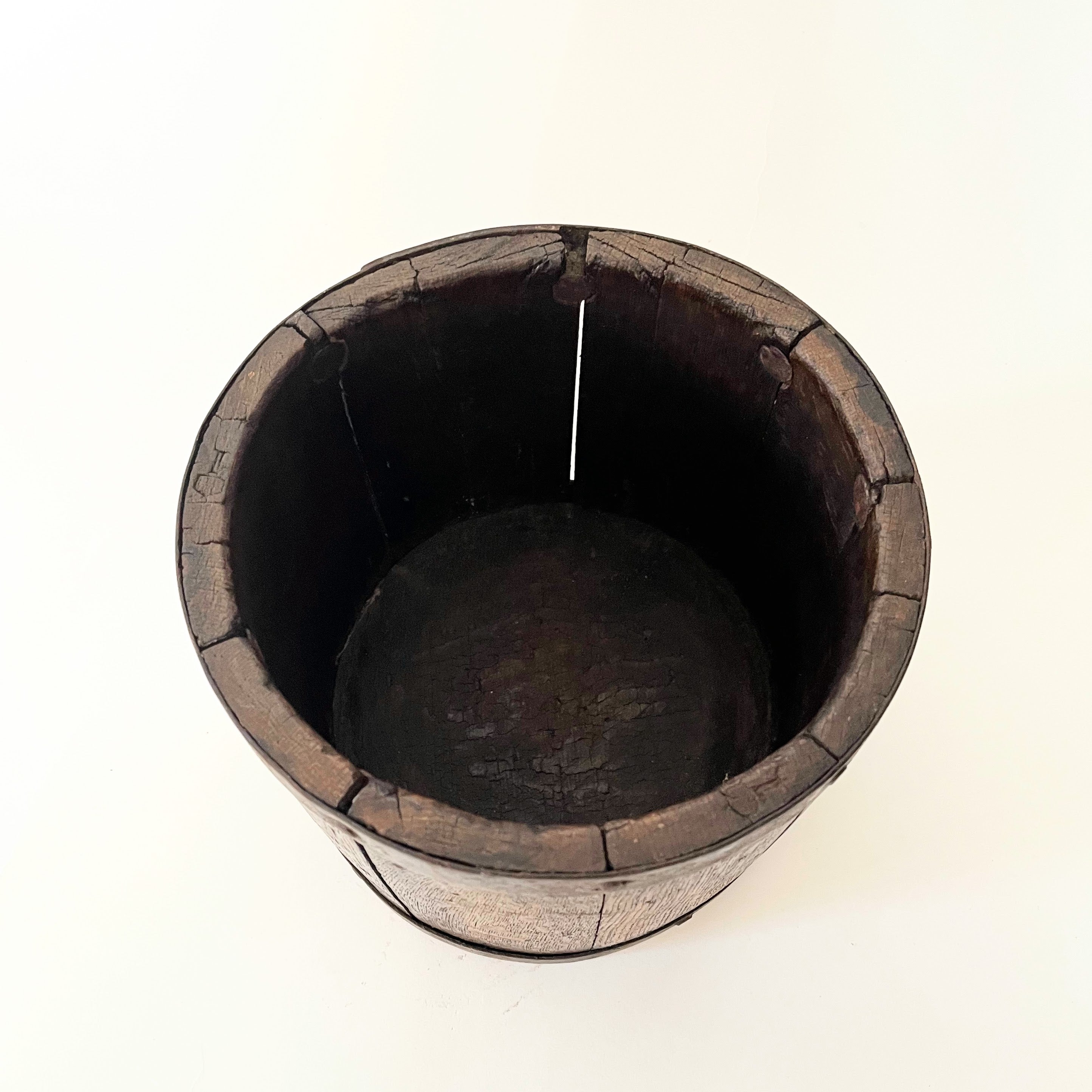 Vintage Primitive Wooden Grain Bucket