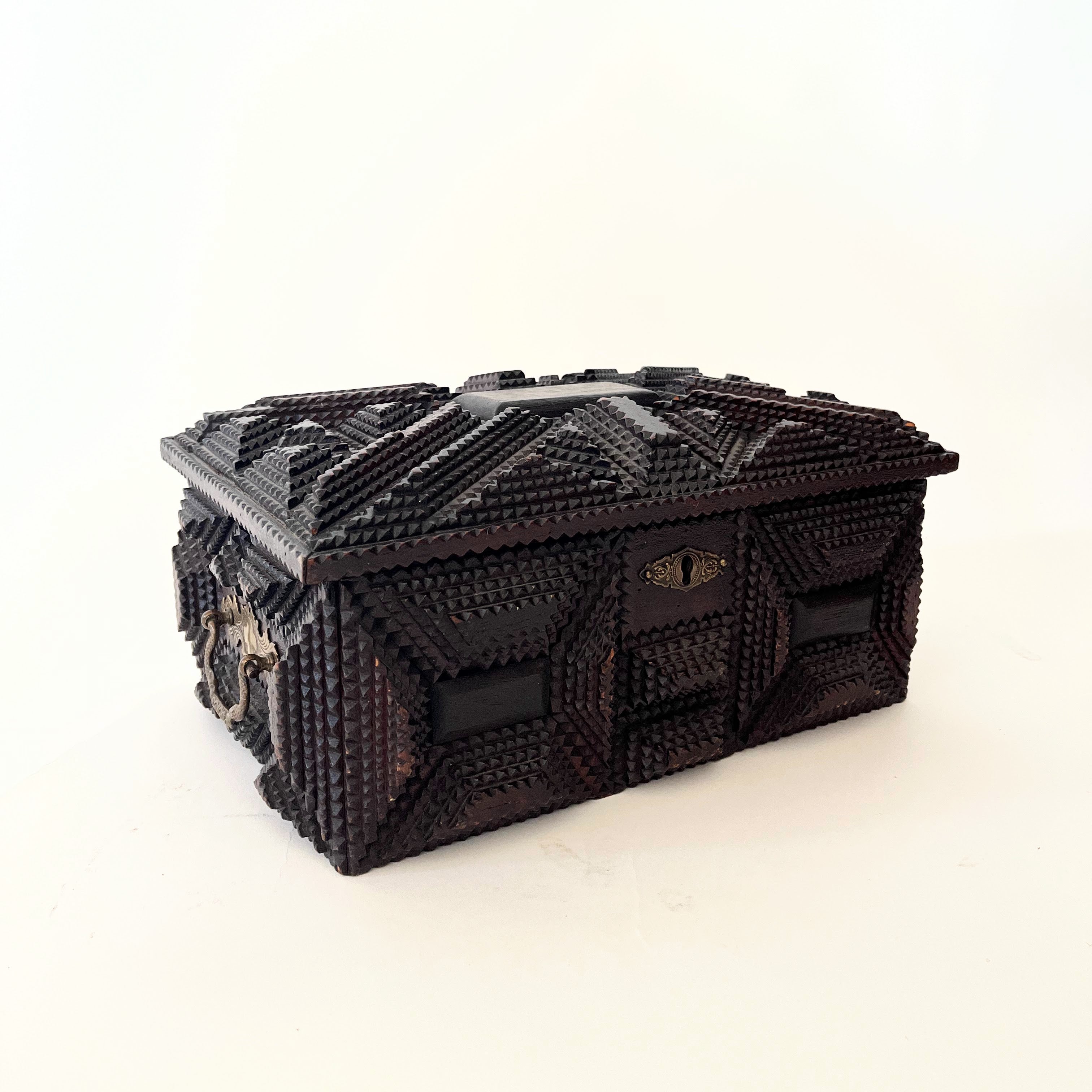 Antique Folk Art Tramp Art Box