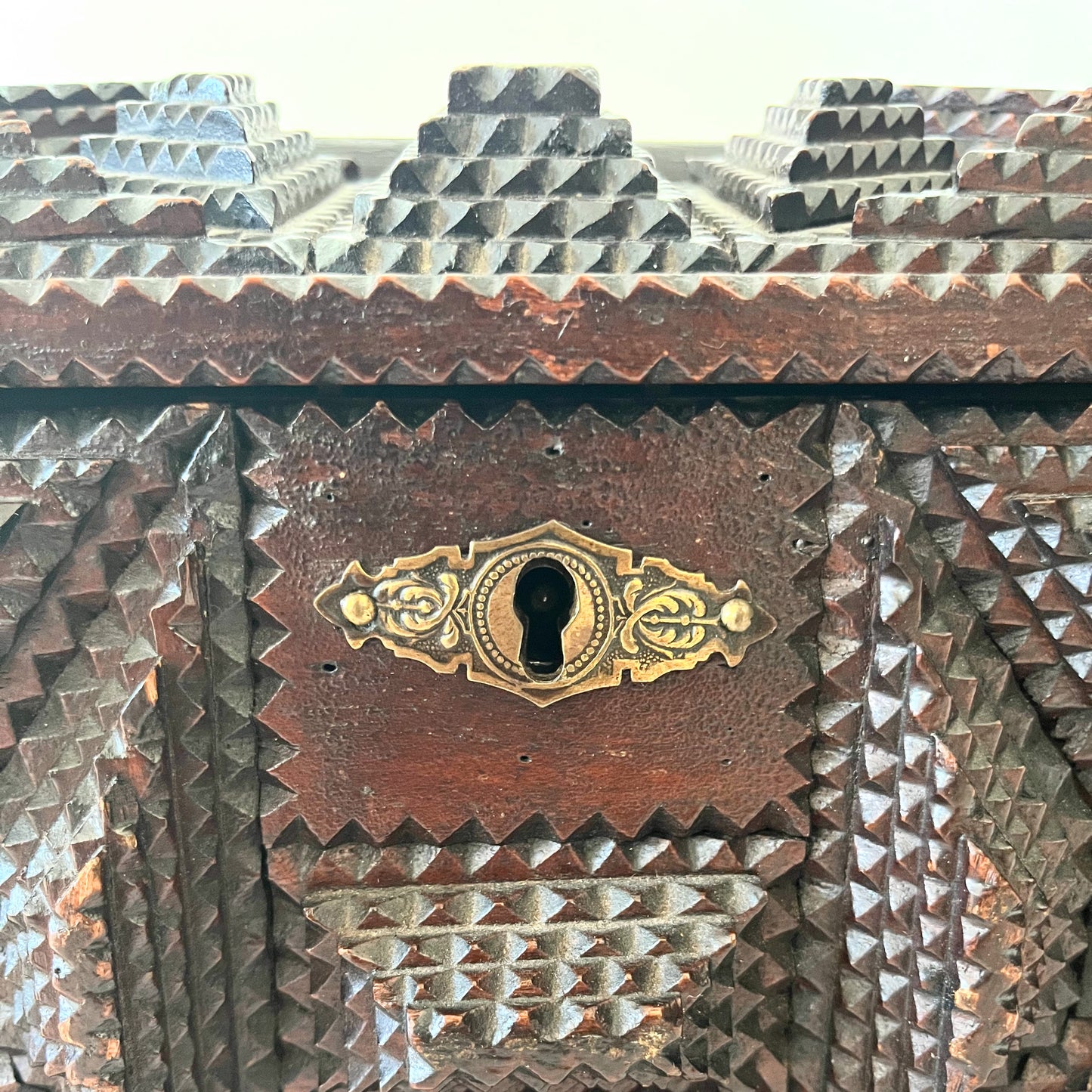 Antique Folk Art Tramp Art Box