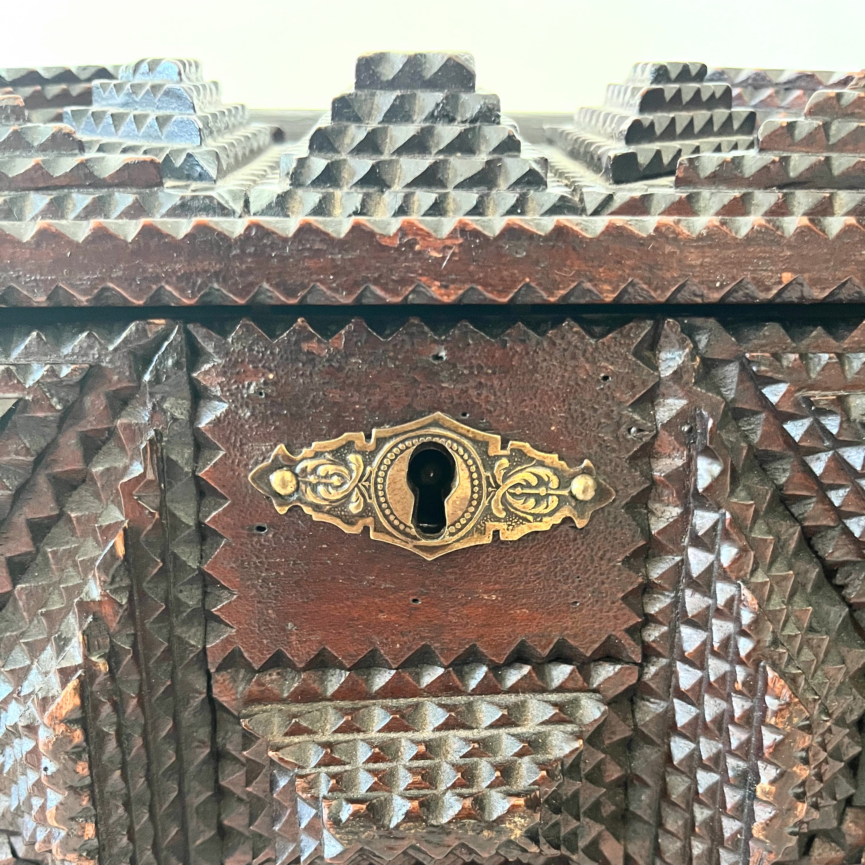 Antique Folk Art Tramp Art Box