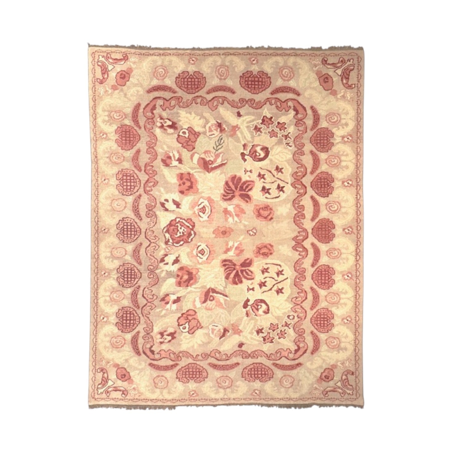 Floral Buket Deisgn Handwoven Wool Rug