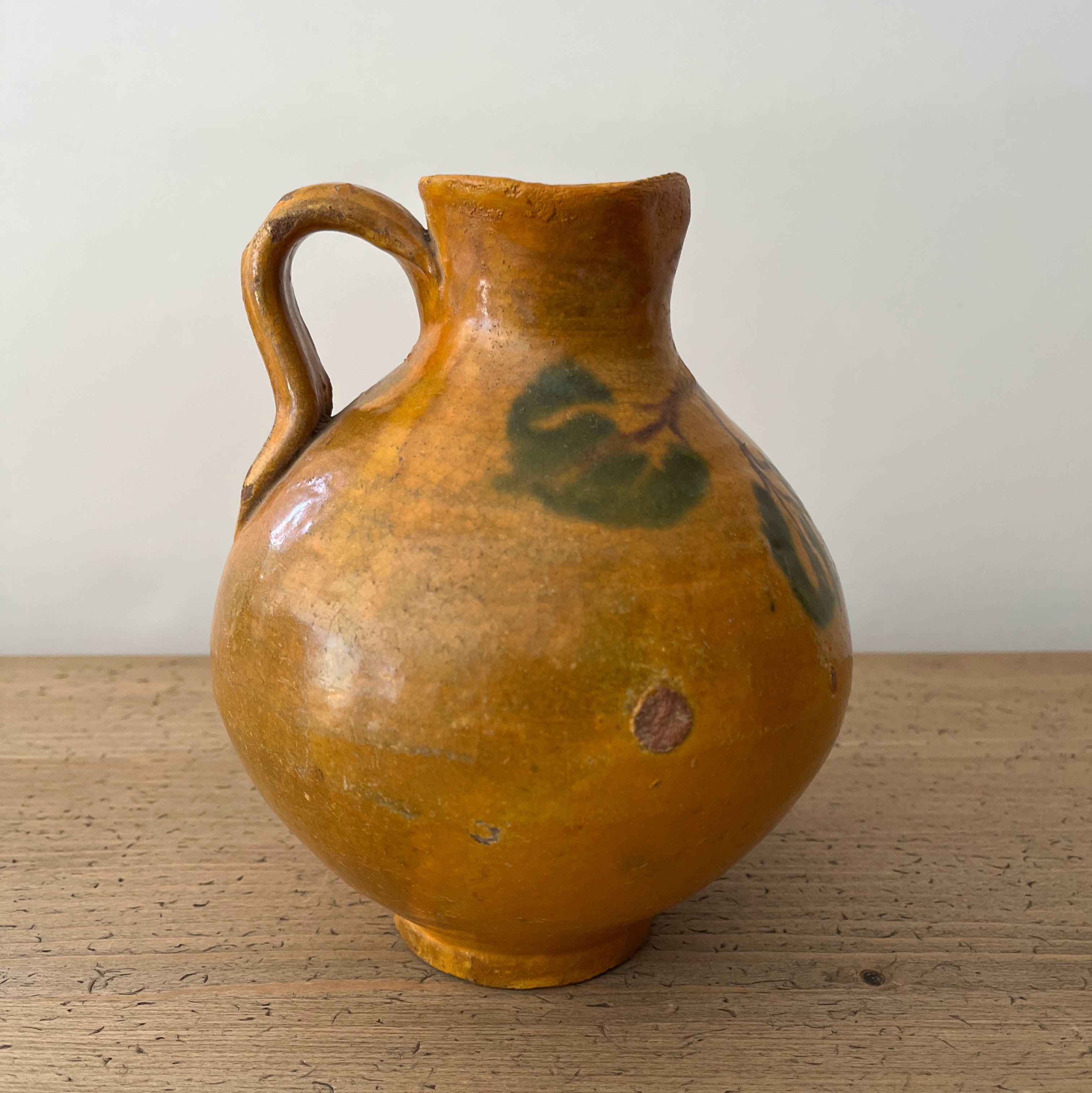 Vintage Guatemalan Ochre Pottery Water Jug