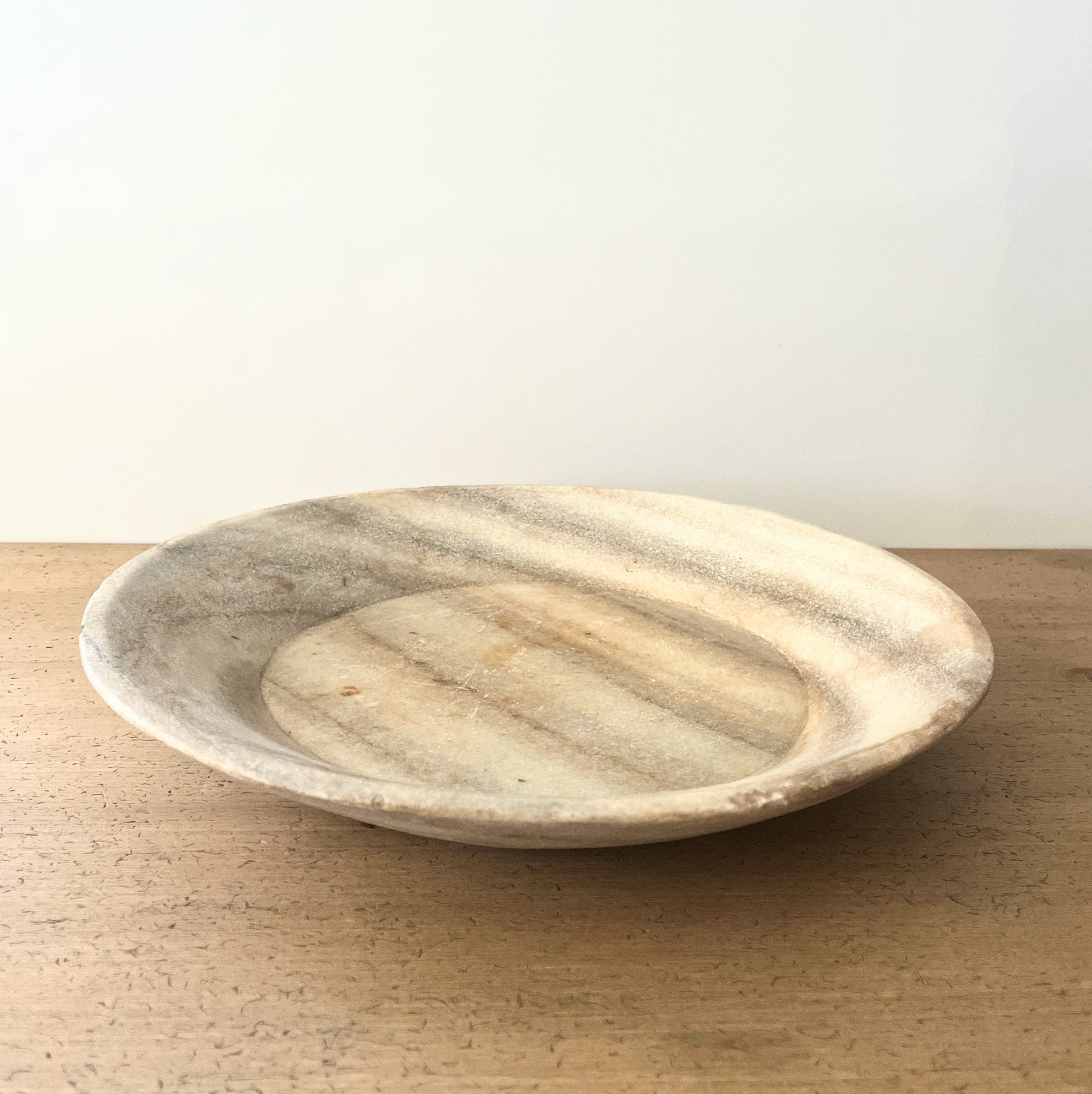 Large Carved Marble Round Tray