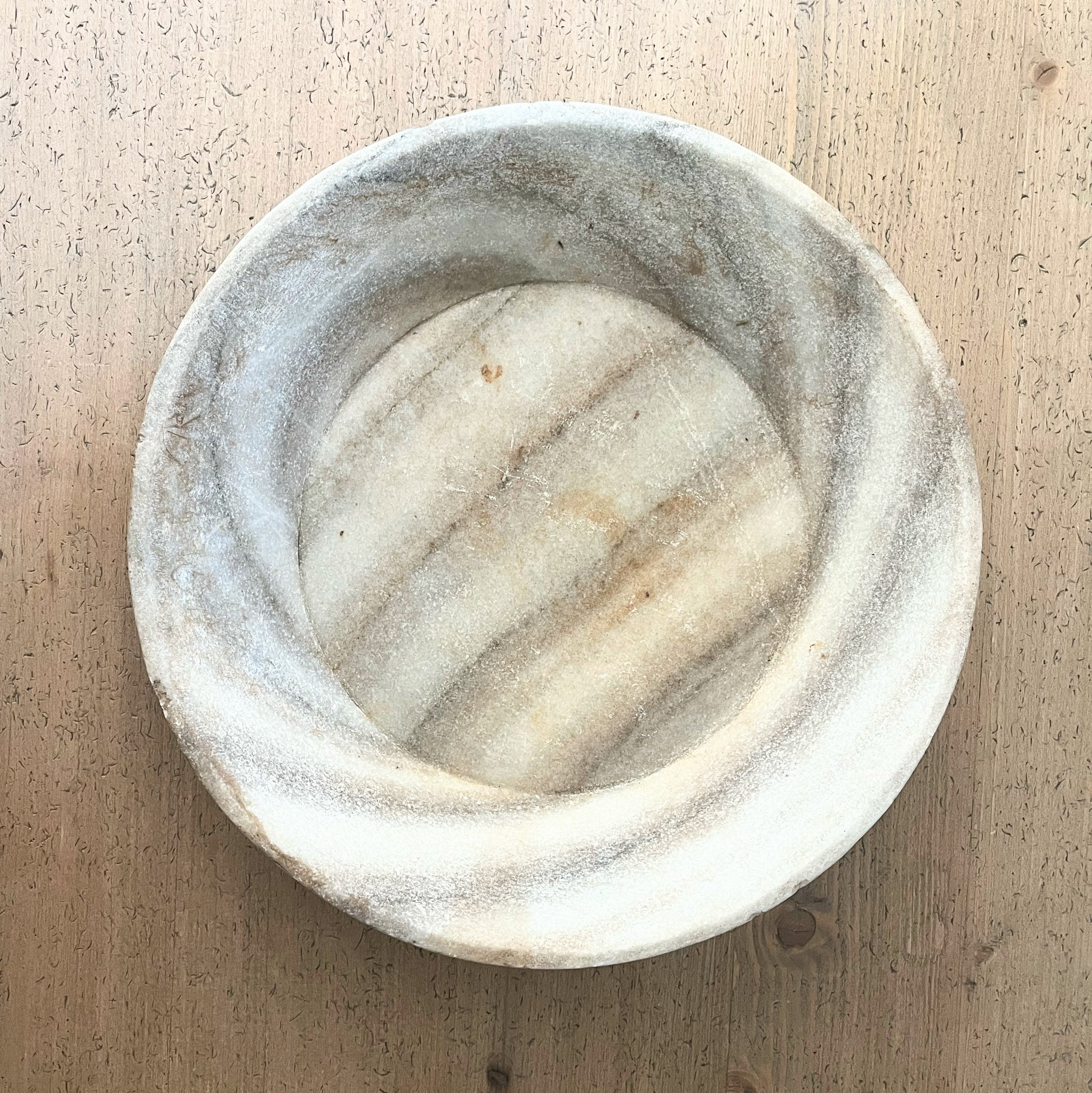 Large Carved Marble Round Tray