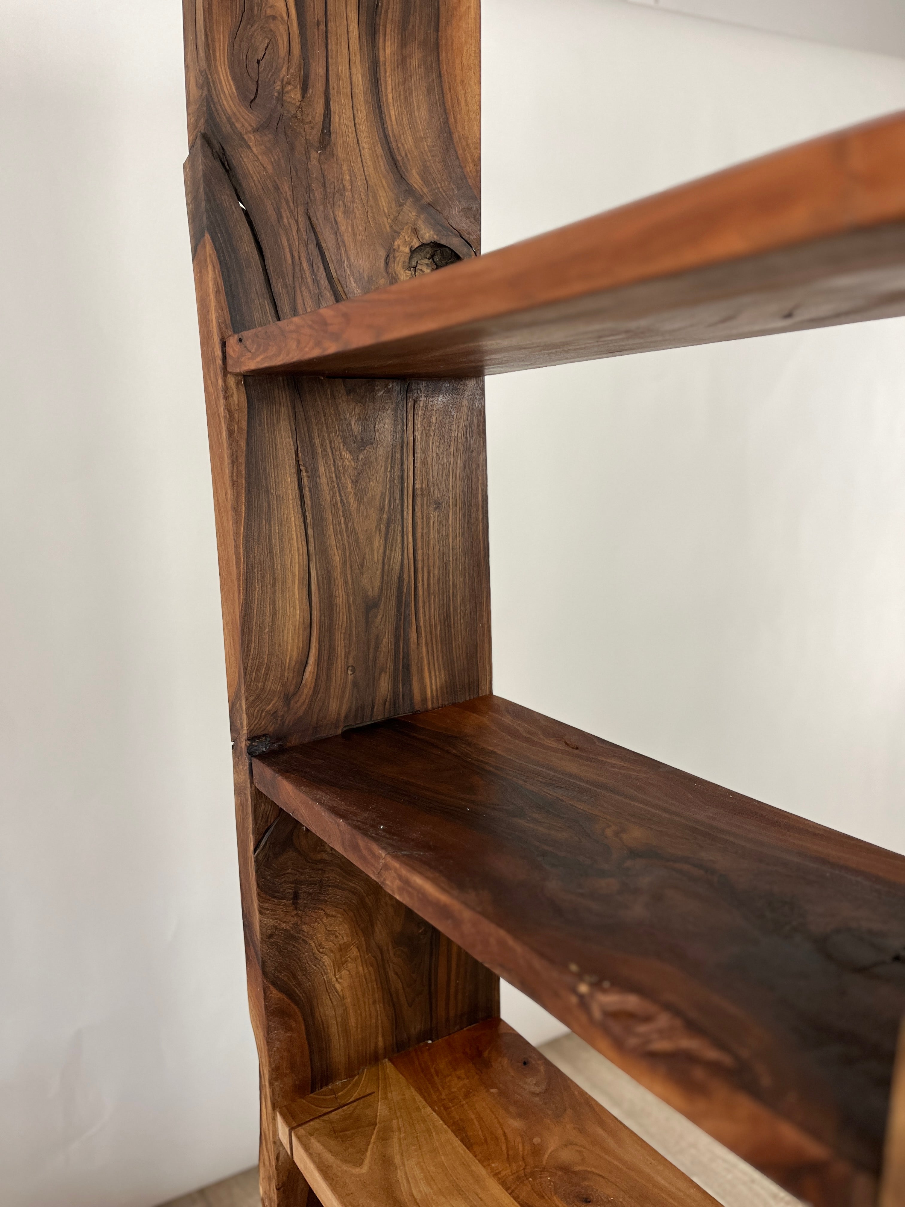 Sculptural Handcrafted Wood Bookcase