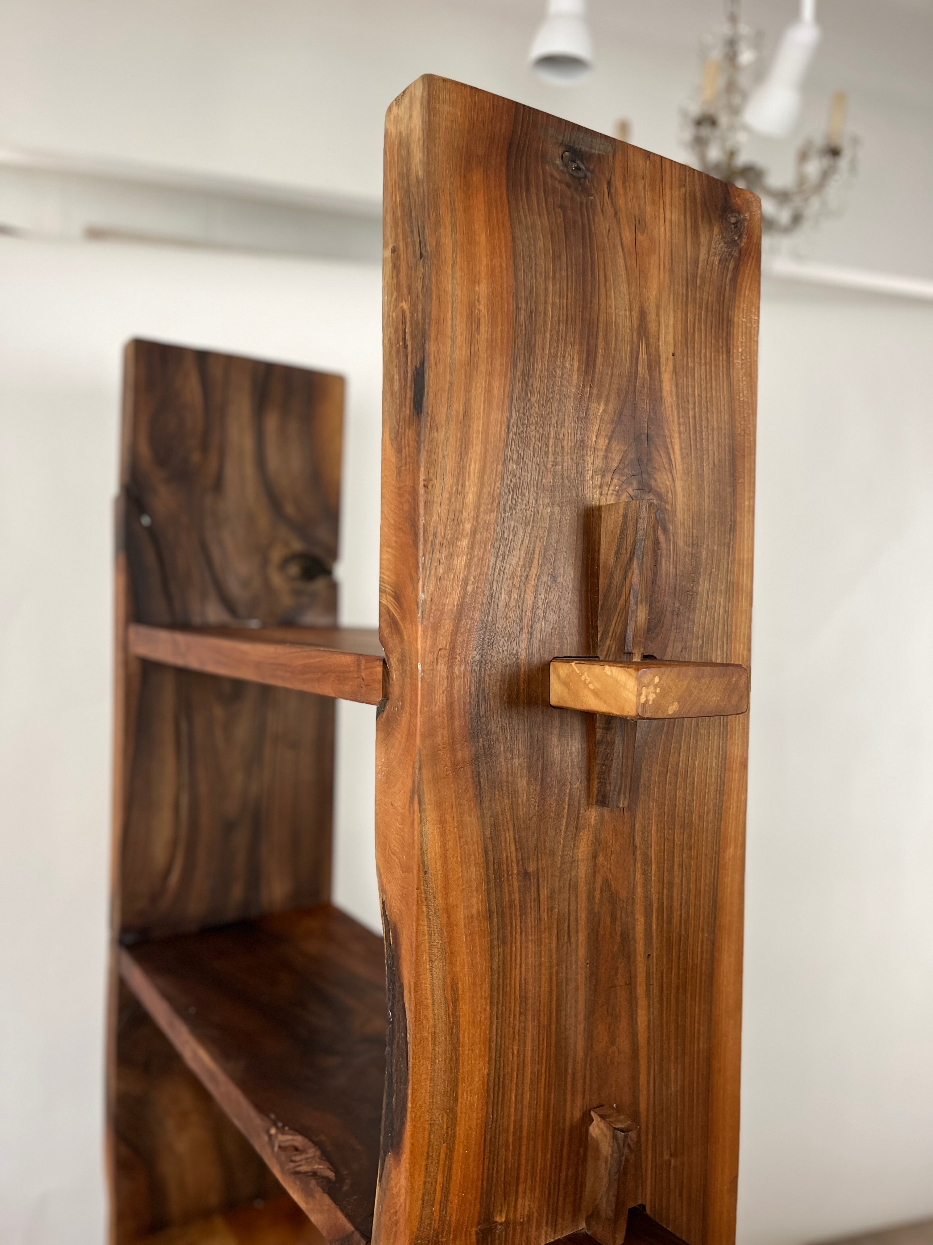 Sculptural Handcrafted Wood Bookcase