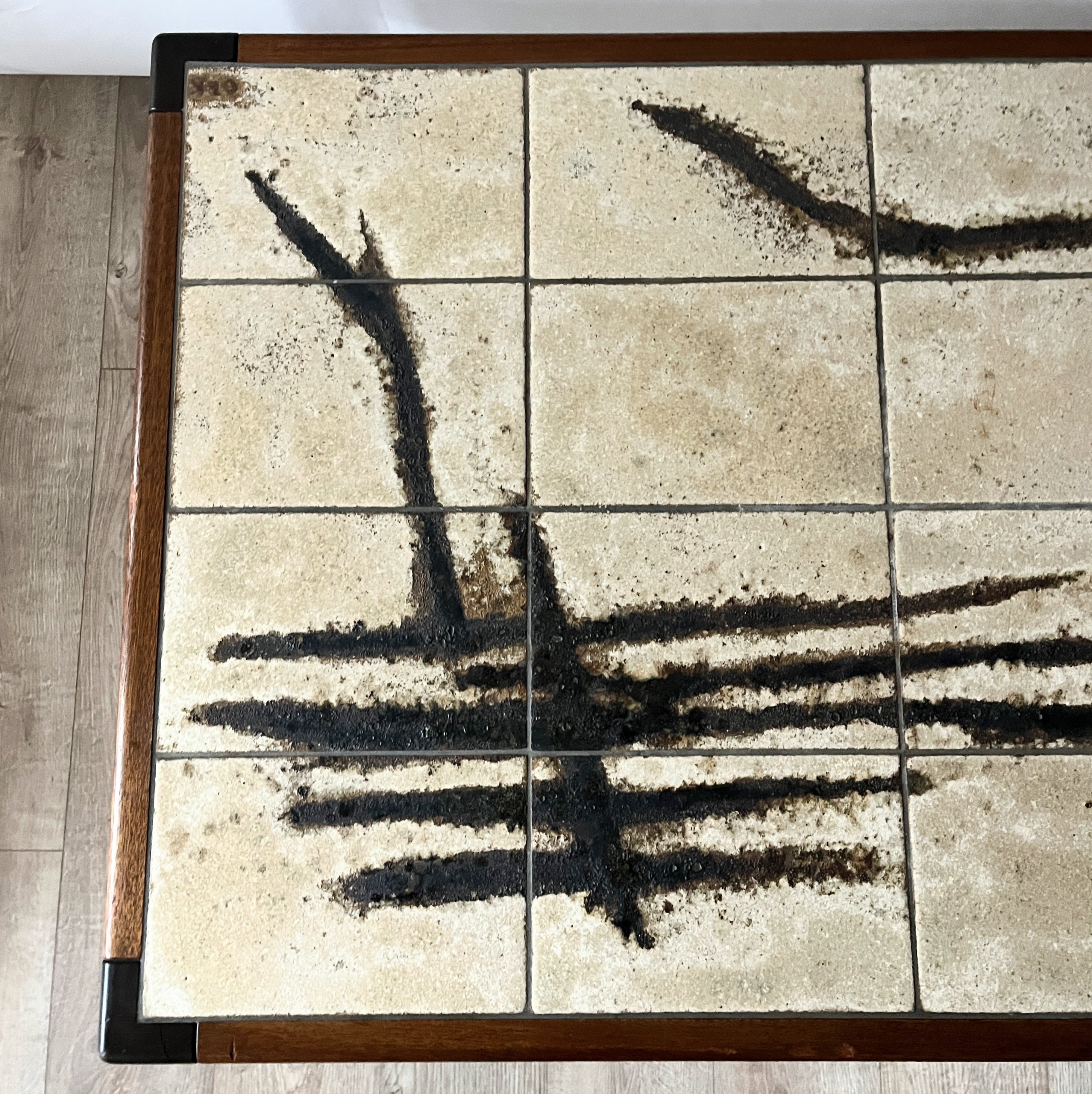 Danish Mid Century Modernist Teak and Ceramic Tile Topped Coffee Table