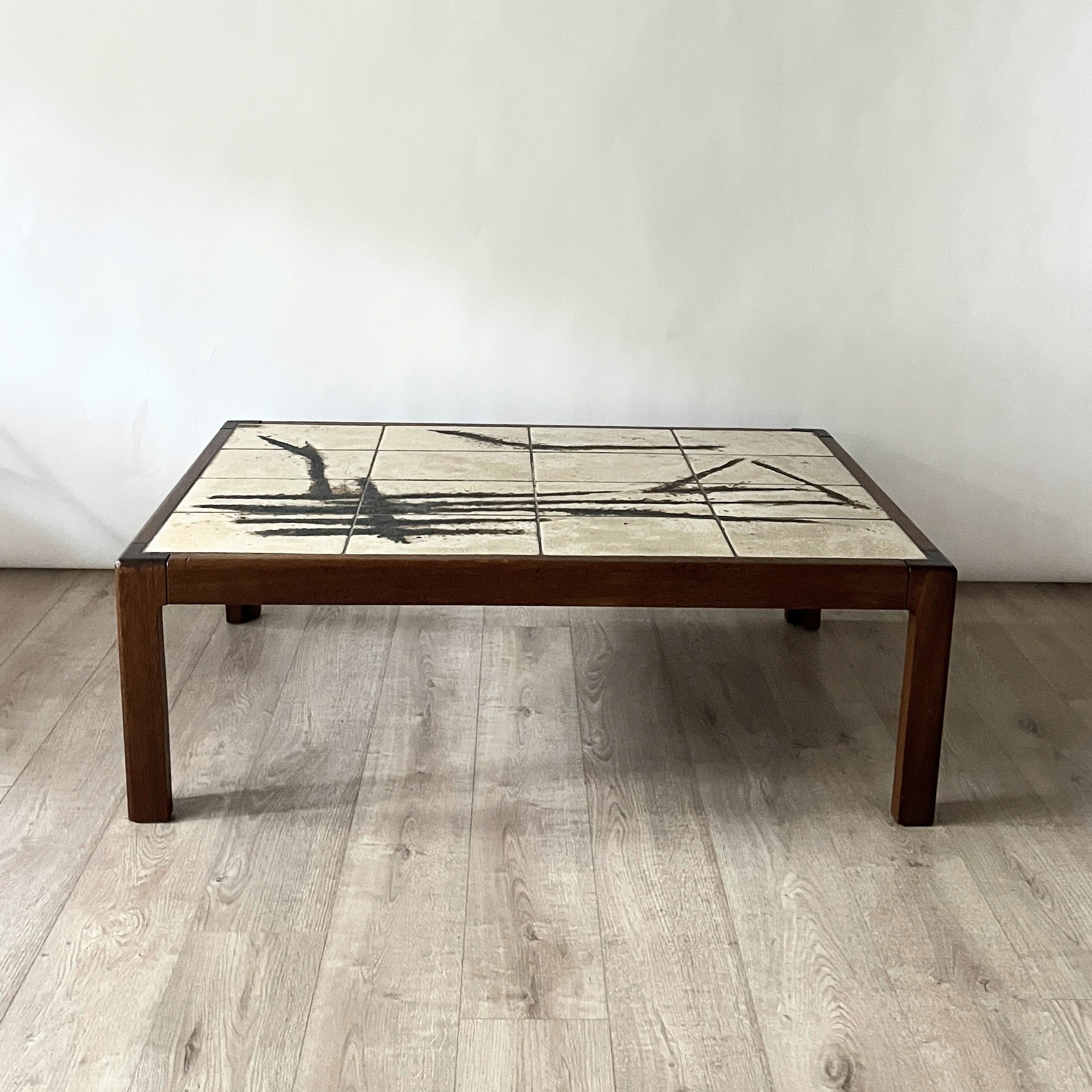 Danish Mid Century Modernist Teak and Ceramic Tile Topped Coffee Table