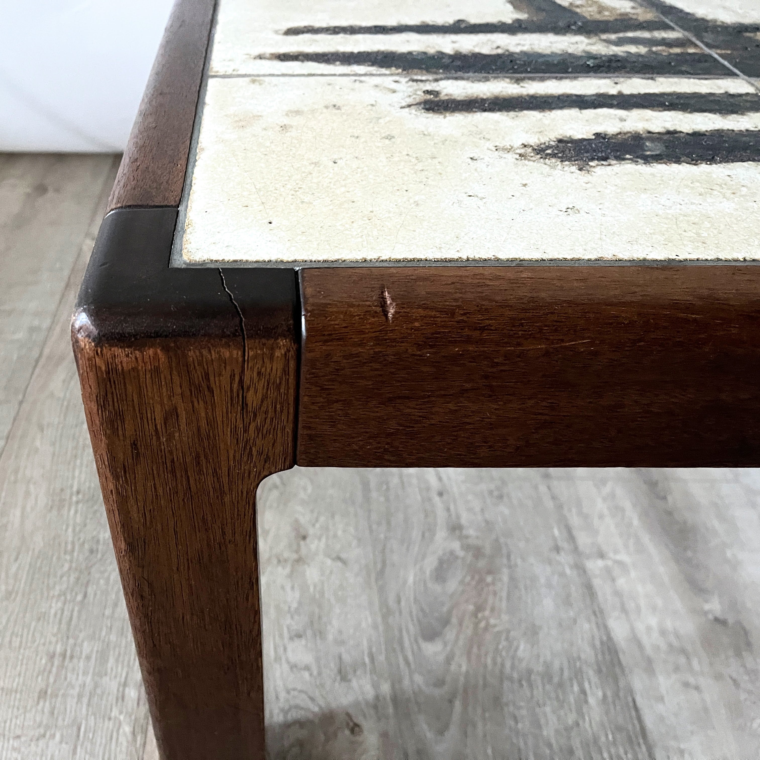 Danish Mid Century Modernist Teak and Ceramic Tile Topped Coffee Table