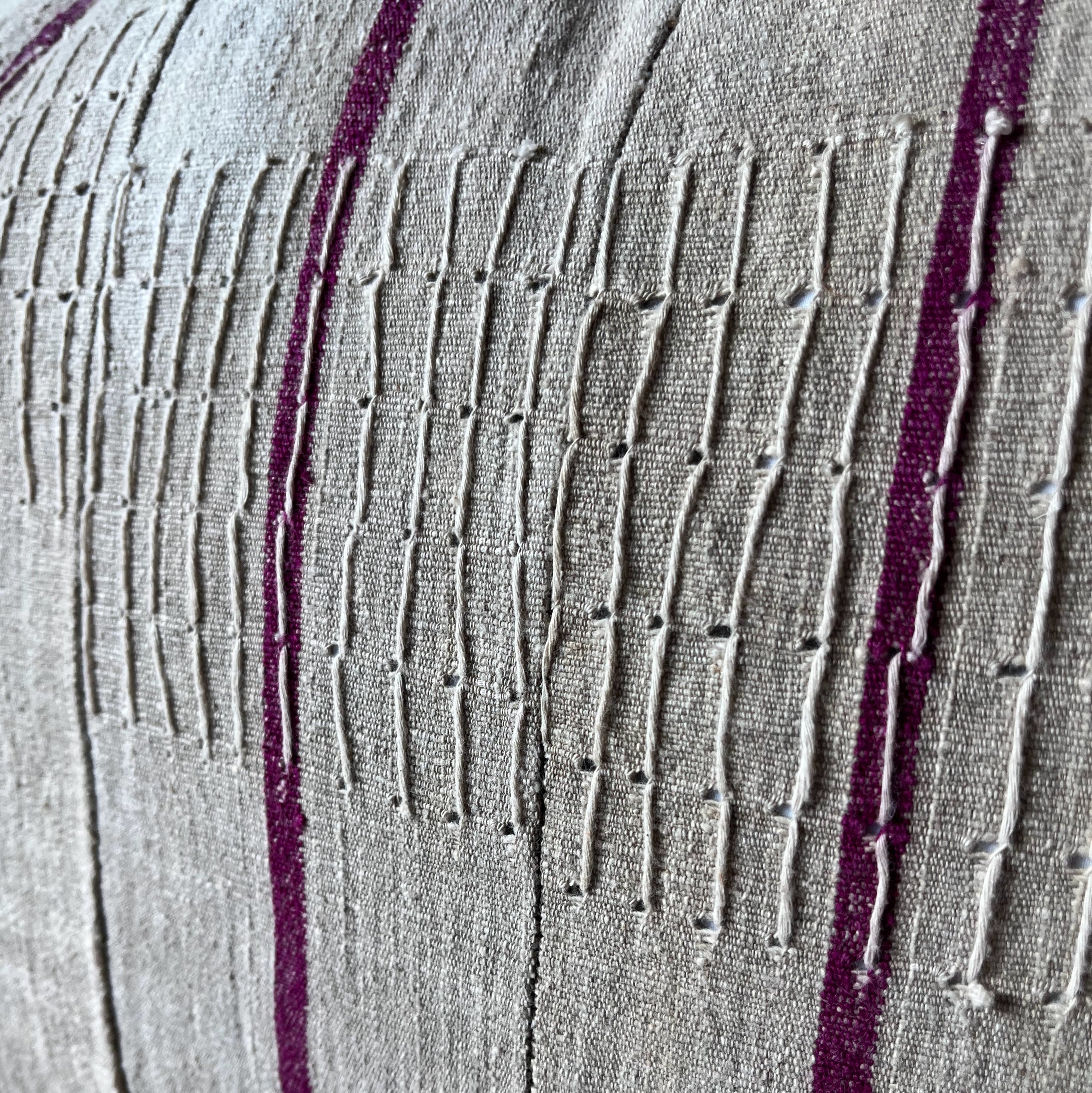 Vintage African Stripe Textile Pillow, 17 x 23