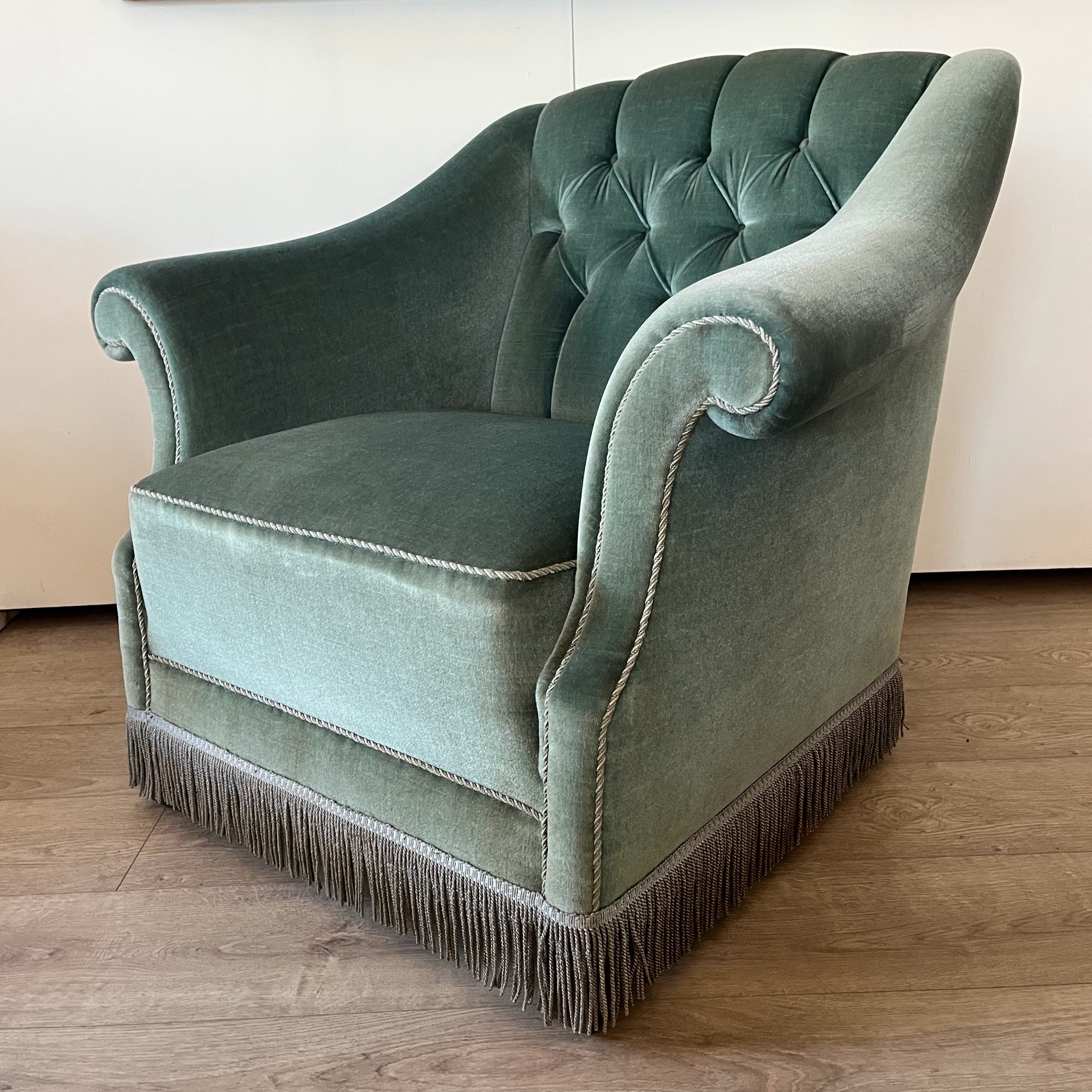 S/2 Mohair Upholstered Tufted Club Chair