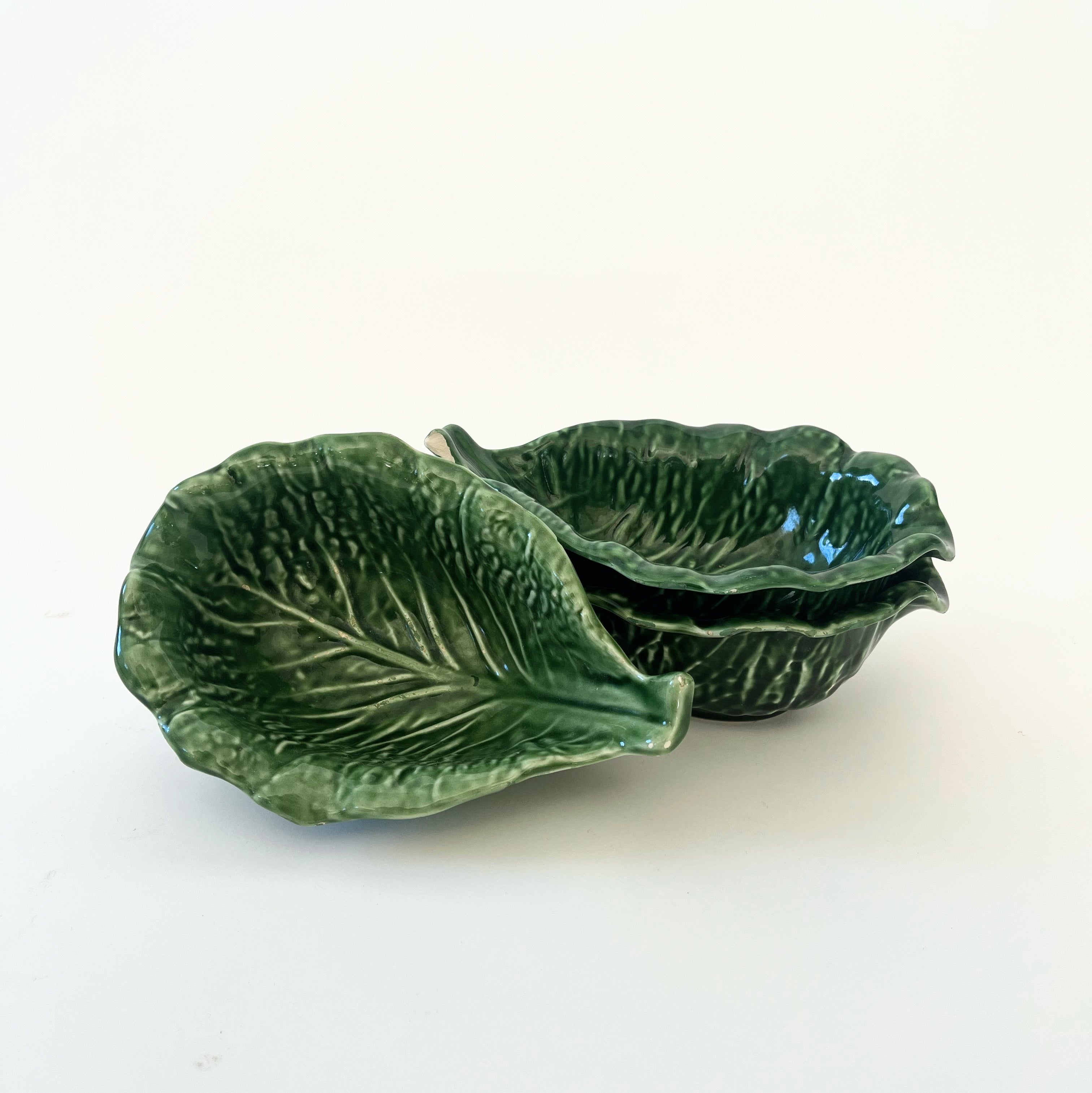 S/3 Vintage Majolica Lettuce Bowls