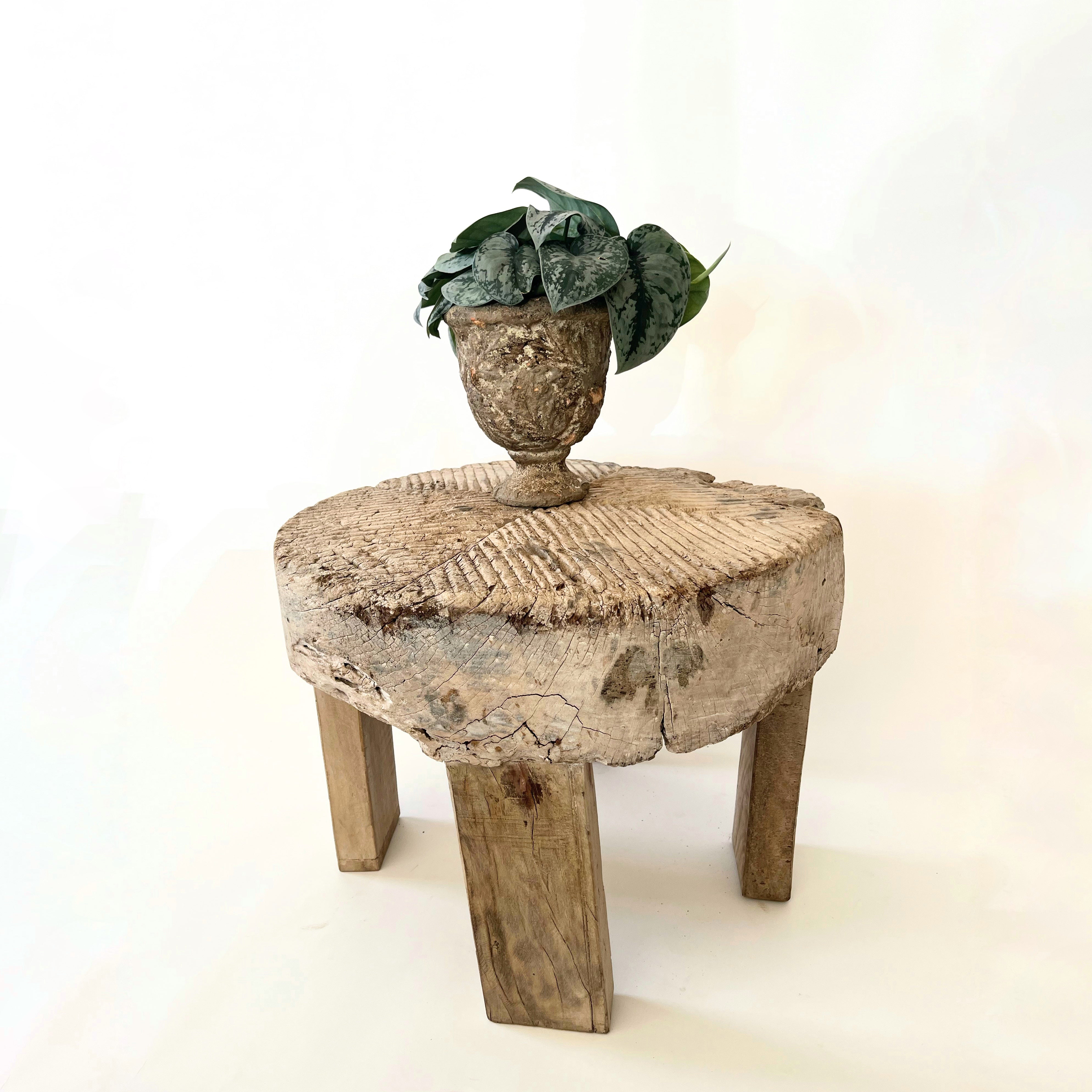 Vintage Grinder Wheel Side Table Med